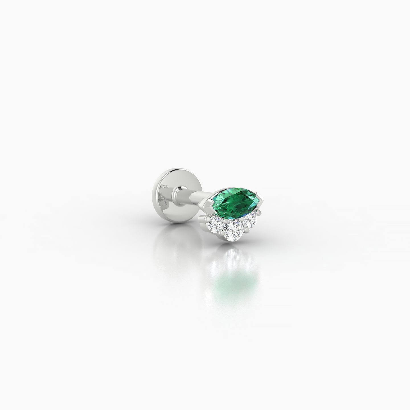 Danu | 18k White Gold 5 mm 5 mm Emerald & Diamond Nostril Piercing