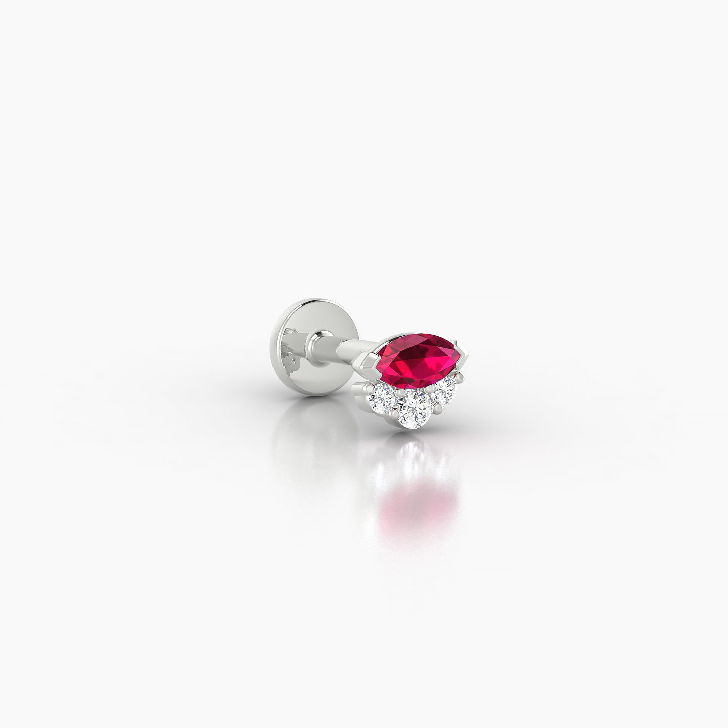 Danu | 18k White Gold 5 mm 5 mm Ruby & Diamond Nostril Piercing