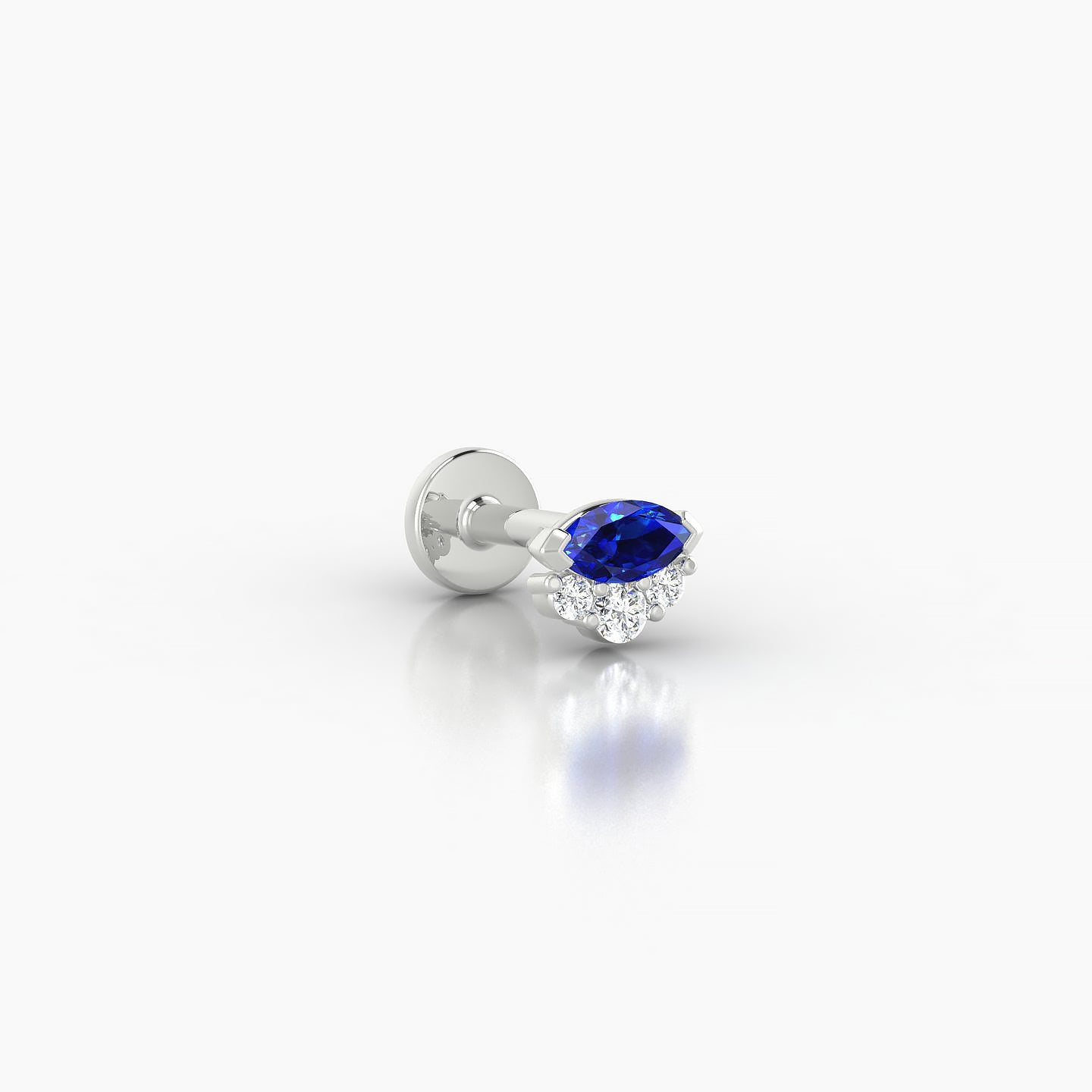 Danu | 18k White Gold 5 mm 5 mm Sapphire & Diamond Nostril Piercing