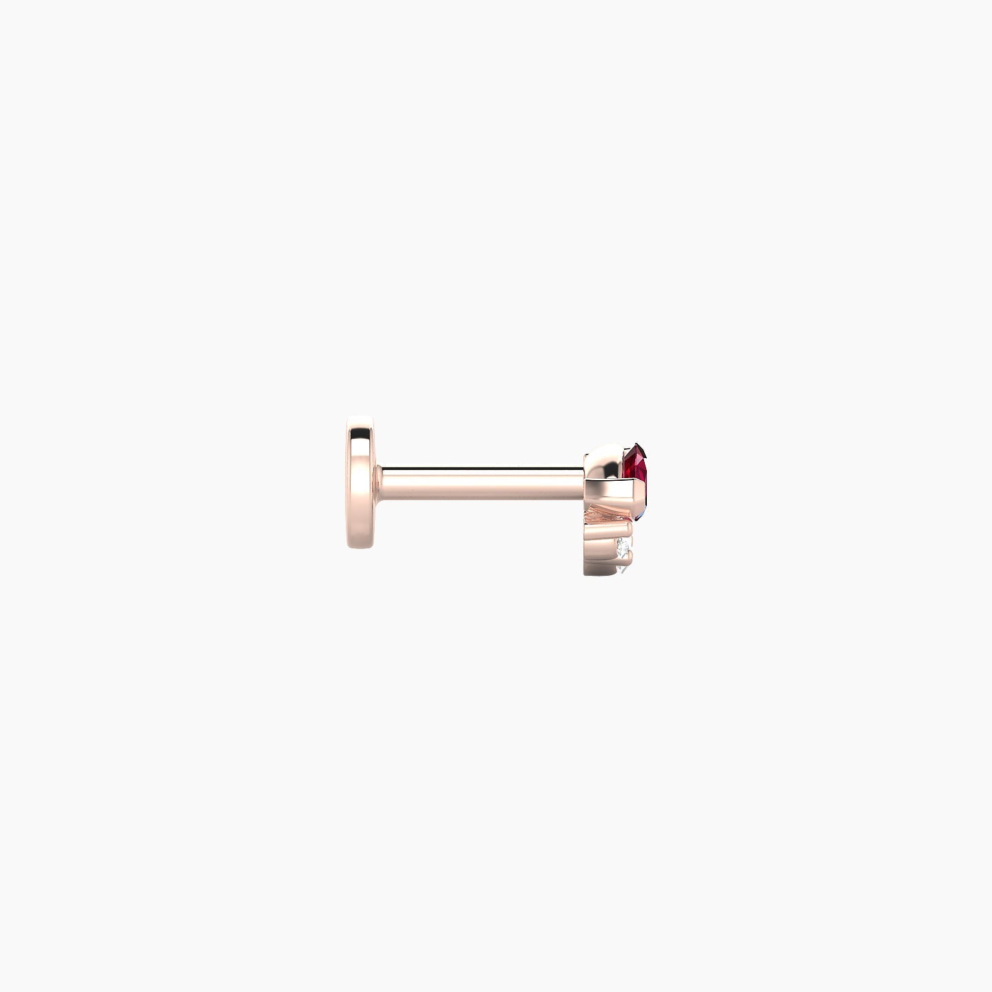 Danu | 18k Rose Gold 5 mm 5 mm Ruby & Diamond Nostril Piercing