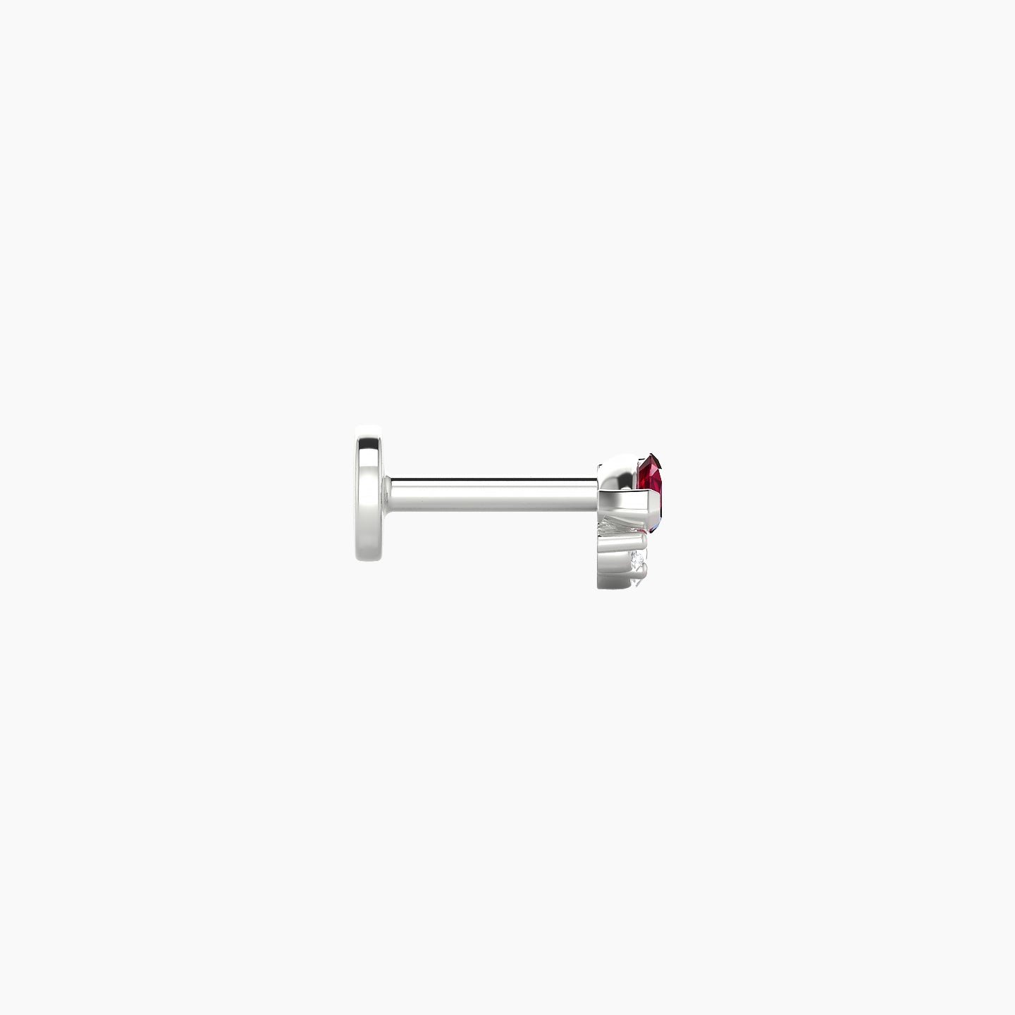 Danu | 18k White Gold 5 mm 5 mm Ruby & Diamond Nostril Piercing