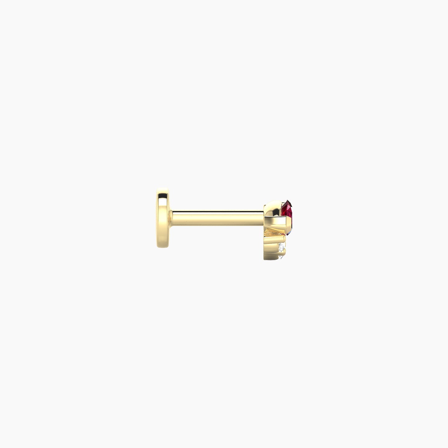 Danu | 18k Yellow Gold 5 mm 5 mm Ruby & Diamond Nostril Piercing