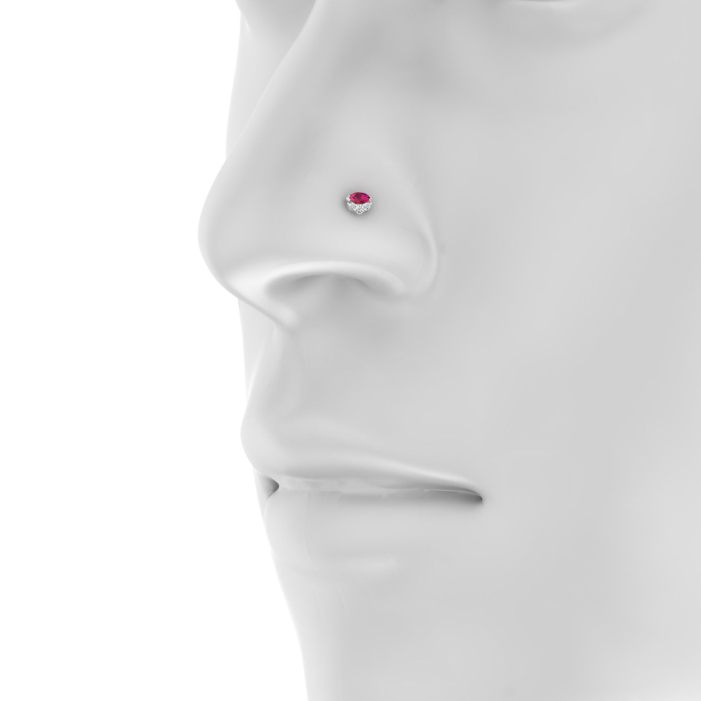 Danu | 18k White Gold 5 mm 5 mm Ruby & Diamond Nostril Piercing