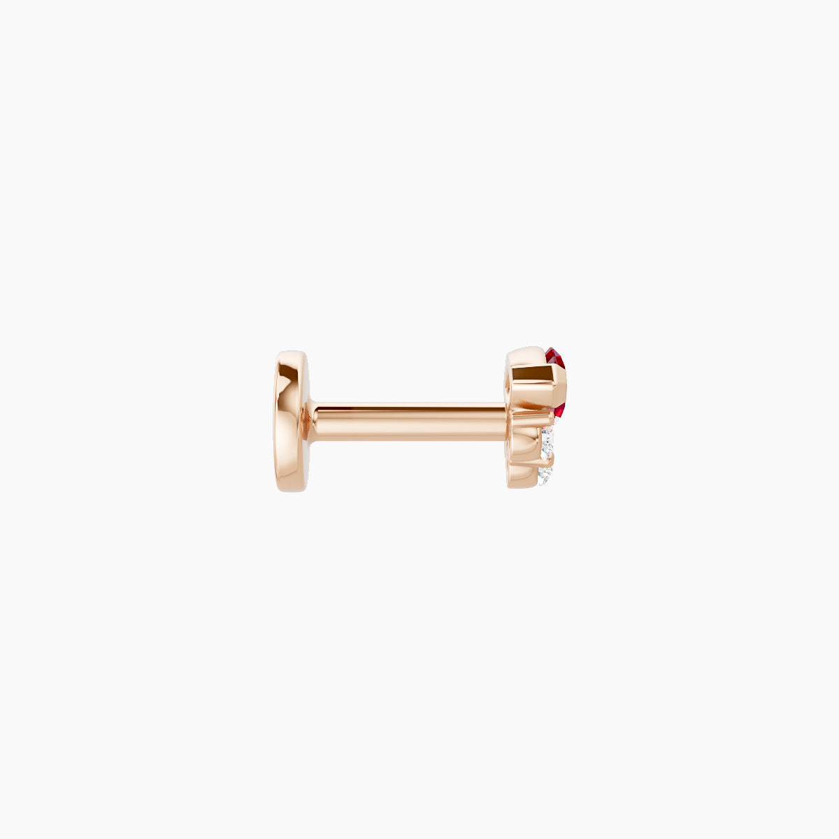 Danu | 18k Rose Gold 5 mm 5 mm Ruby & Diamond Piercing