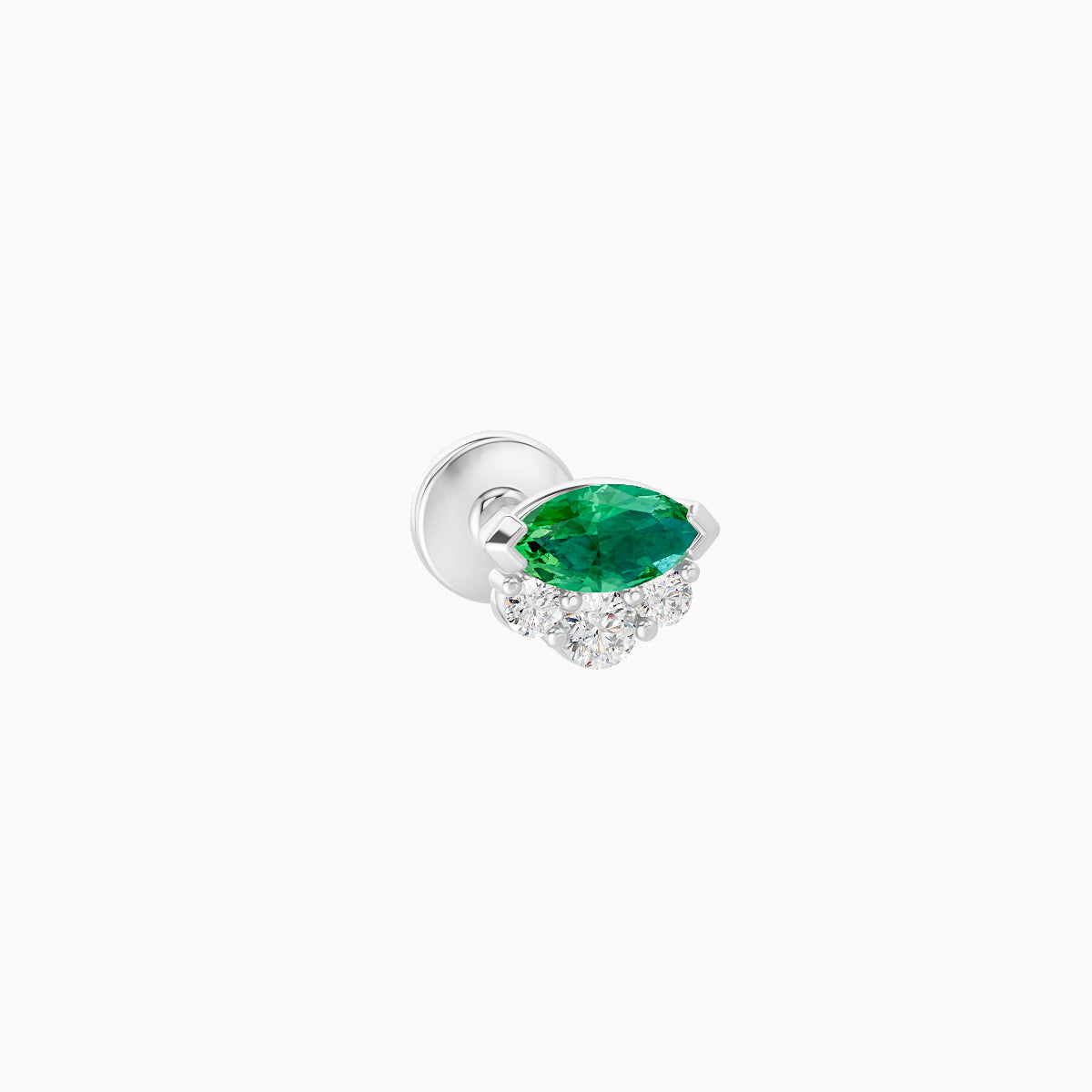 Danu | 18k White Gold 5 mm 5 mm Emerald & Diamond Piercing