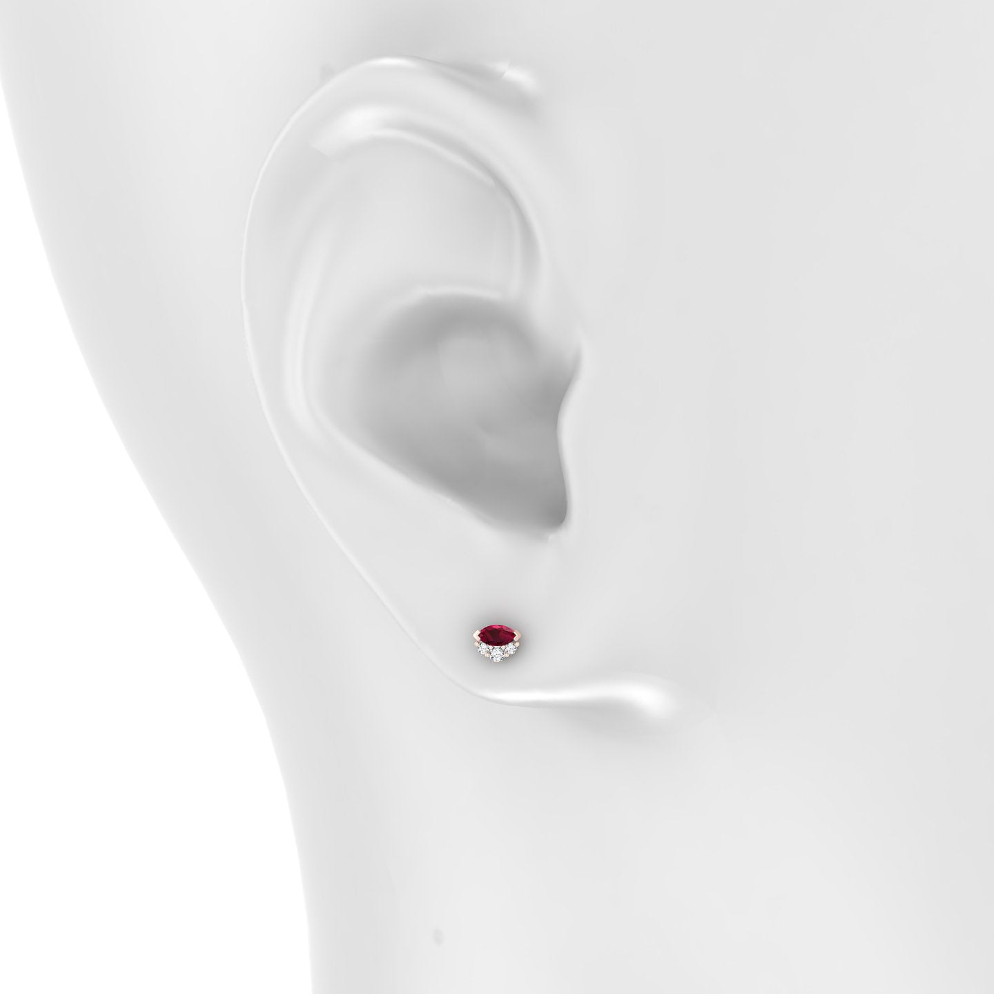 Danu | 18k Rose Gold 5 mm 5 mm Ruby & Diamond Piercing