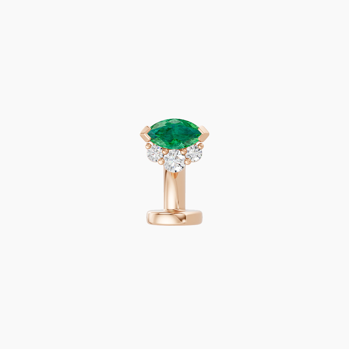 Danu | 18k Rose Gold 6 mm 5 mm Emerald & Diamond Floating Navel Piercing