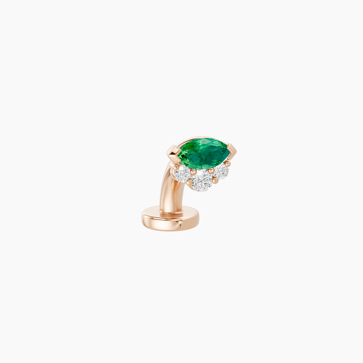 Danu | 18k Rose Gold 6 mm 5 mm Emerald & Diamond Floating Navel Piercing