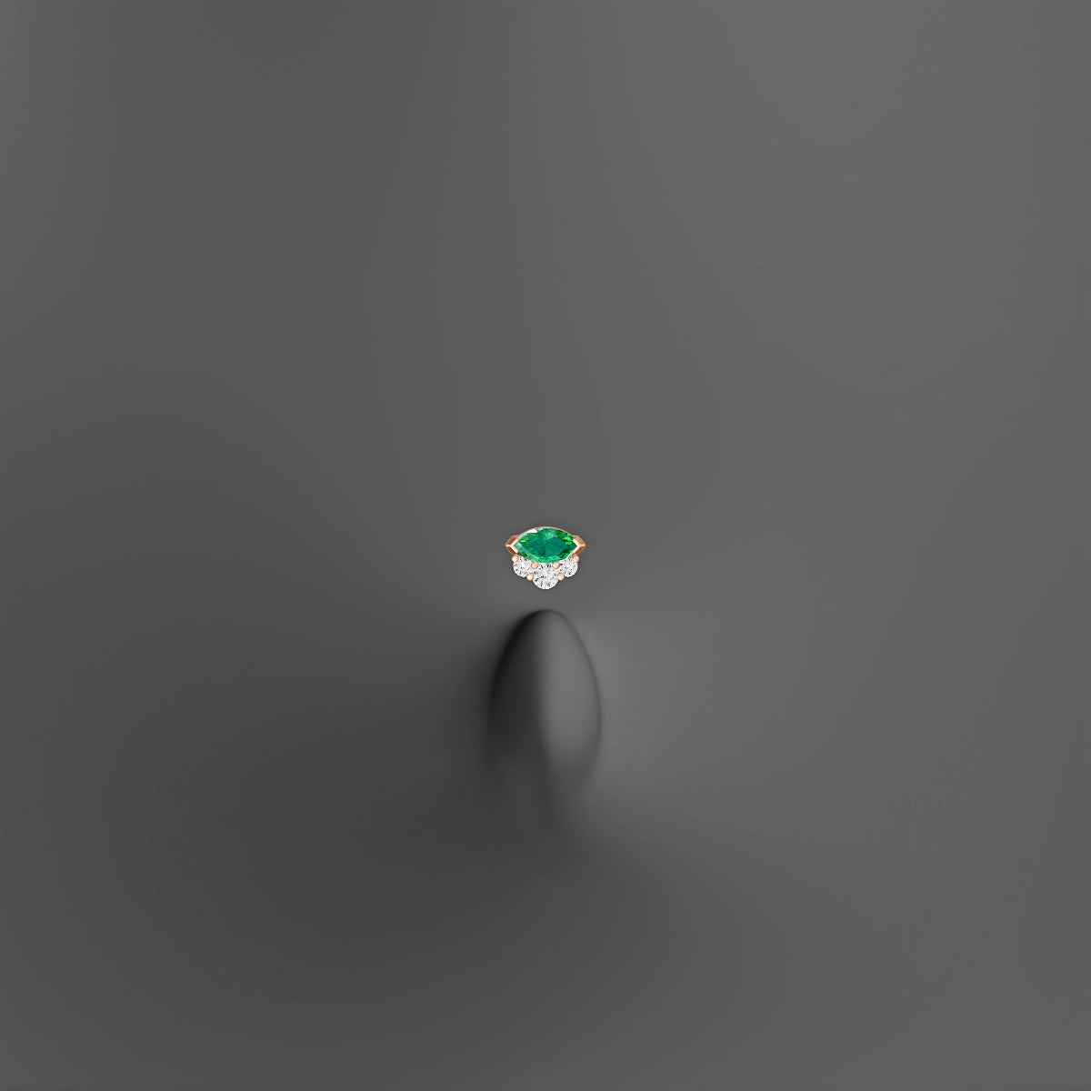 Danu | 18k Rose Gold 6 mm 5 mm Emerald & Diamond Floating Navel Piercing