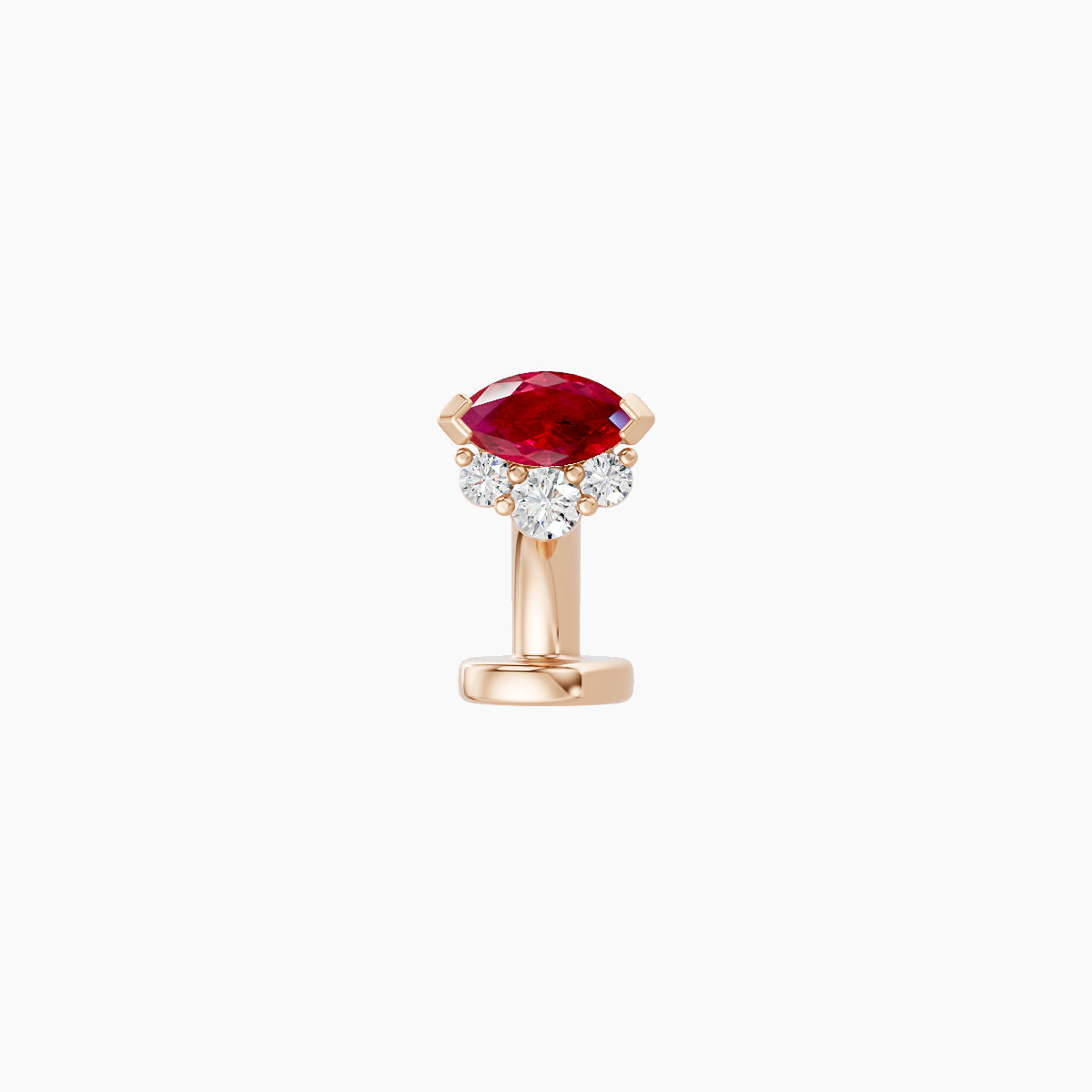 Danu | 18k Rose Gold 6 mm 5 mm Ruby & Diamond Floating Navel Piercing