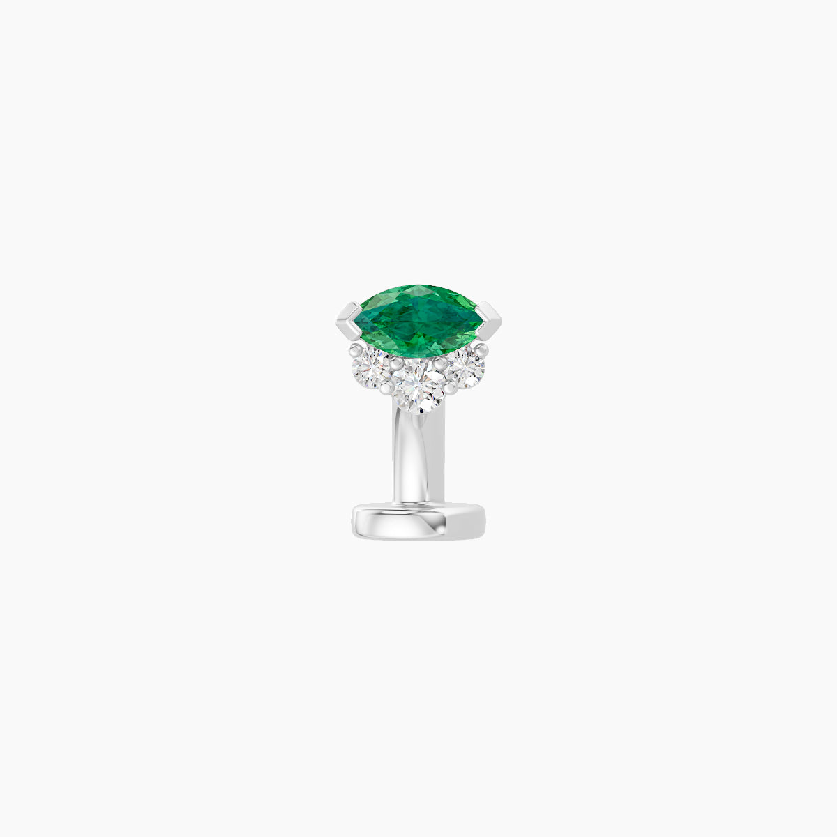 Danu | 18k White Gold 6 mm 5 mm Emerald & Diamond Floating Navel Piercing