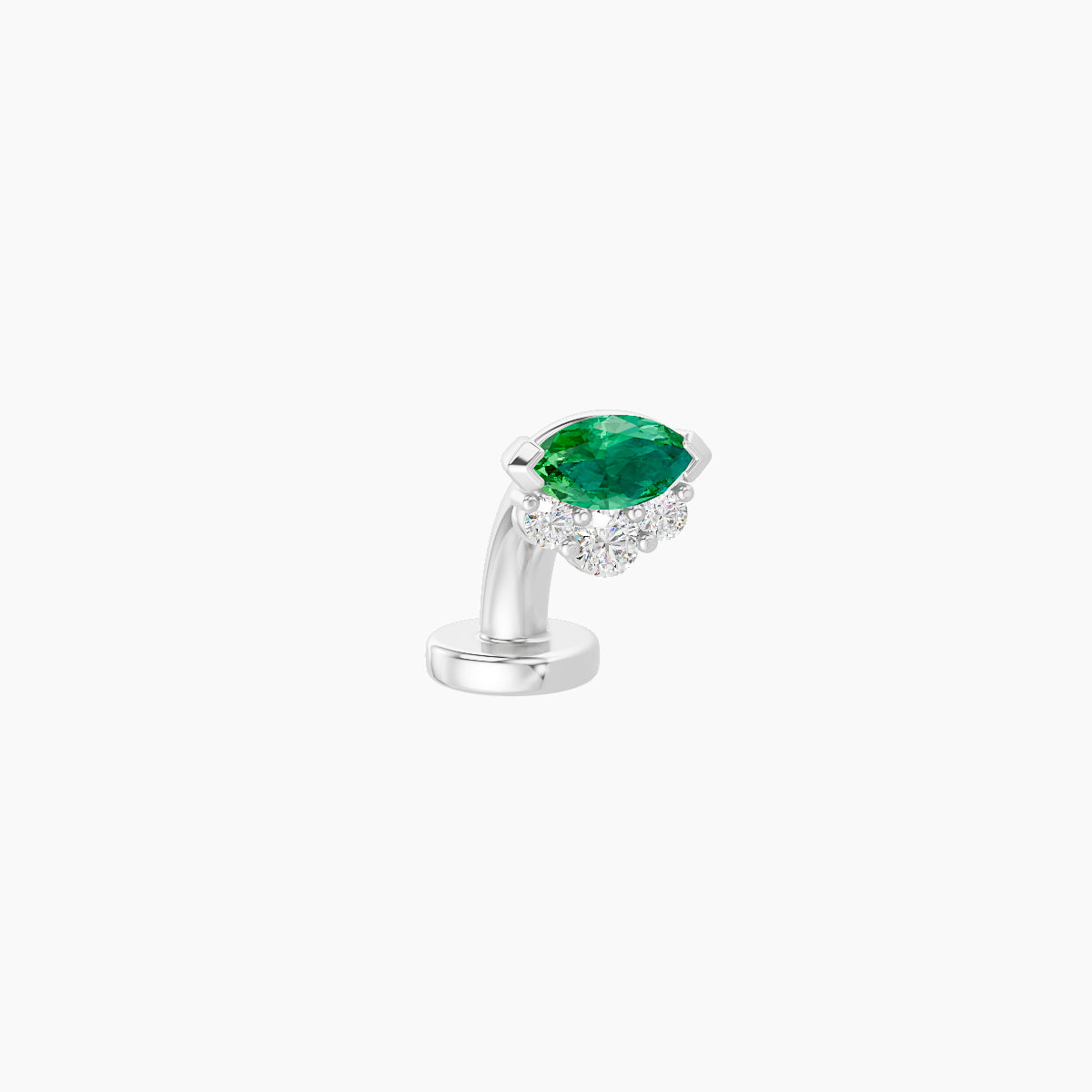 Danu | 18k White Gold 6 mm 5 mm Emerald & Diamond Floating Navel Piercing