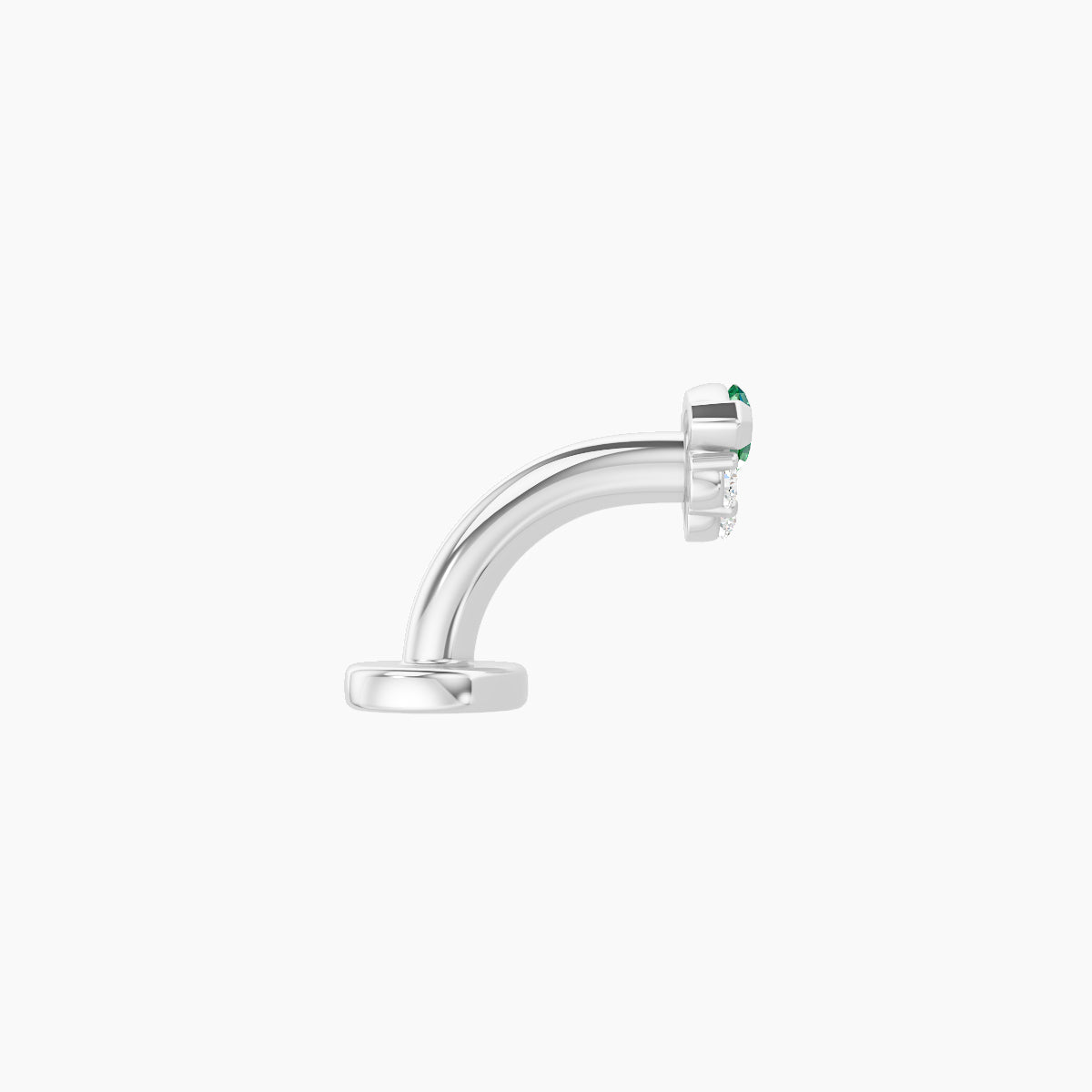 Danu | 18k White Gold 6 mm 5 mm Emerald & Diamond Floating Navel Piercing