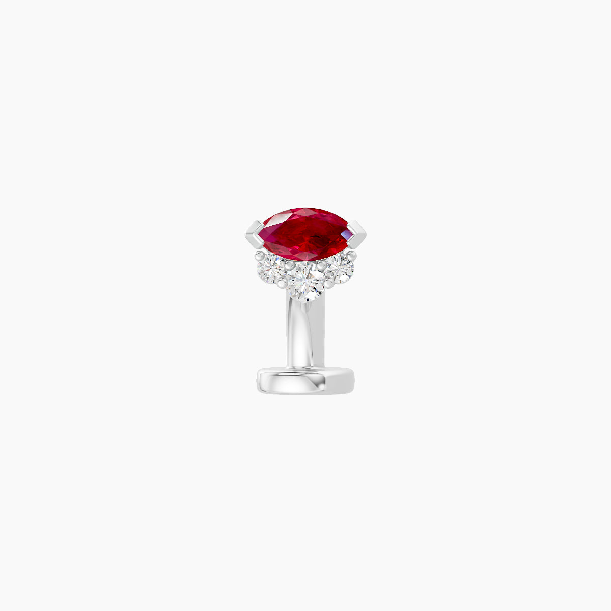 Danu | 18k White Gold 6 mm 5 mm Ruby & Diamond Floating Navel Piercing
