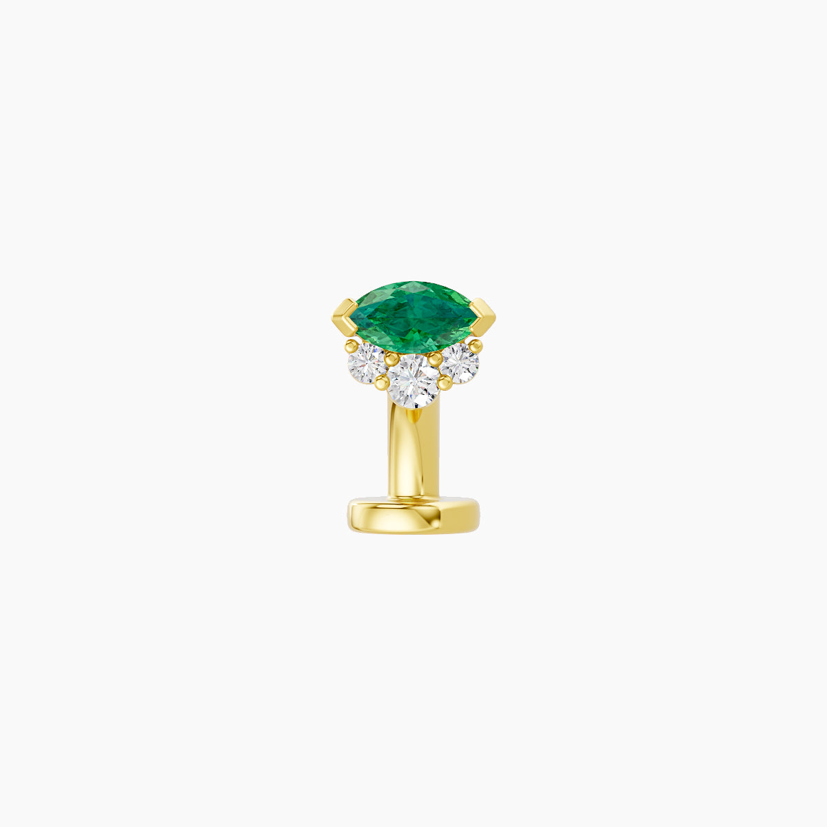 Danu | 18k Yellow Gold 6 mm 5 mm Emerald & Diamond Floating Navel Piercing