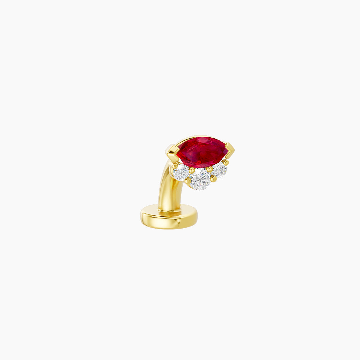 Danu | 18k Yellow Gold 6 mm 5 mm Ruby & Diamond Floating Navel Piercing