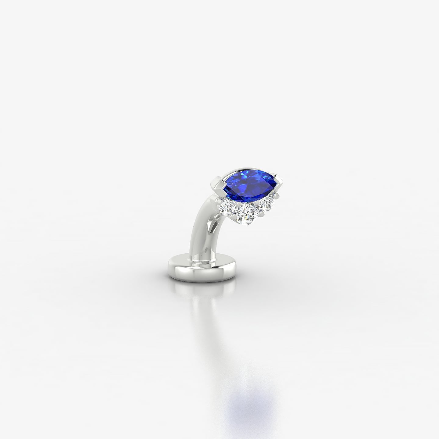 Danu | 18k White Gold 6 mm 5 mm Sapphire & Diamond Floating Navel Piercing