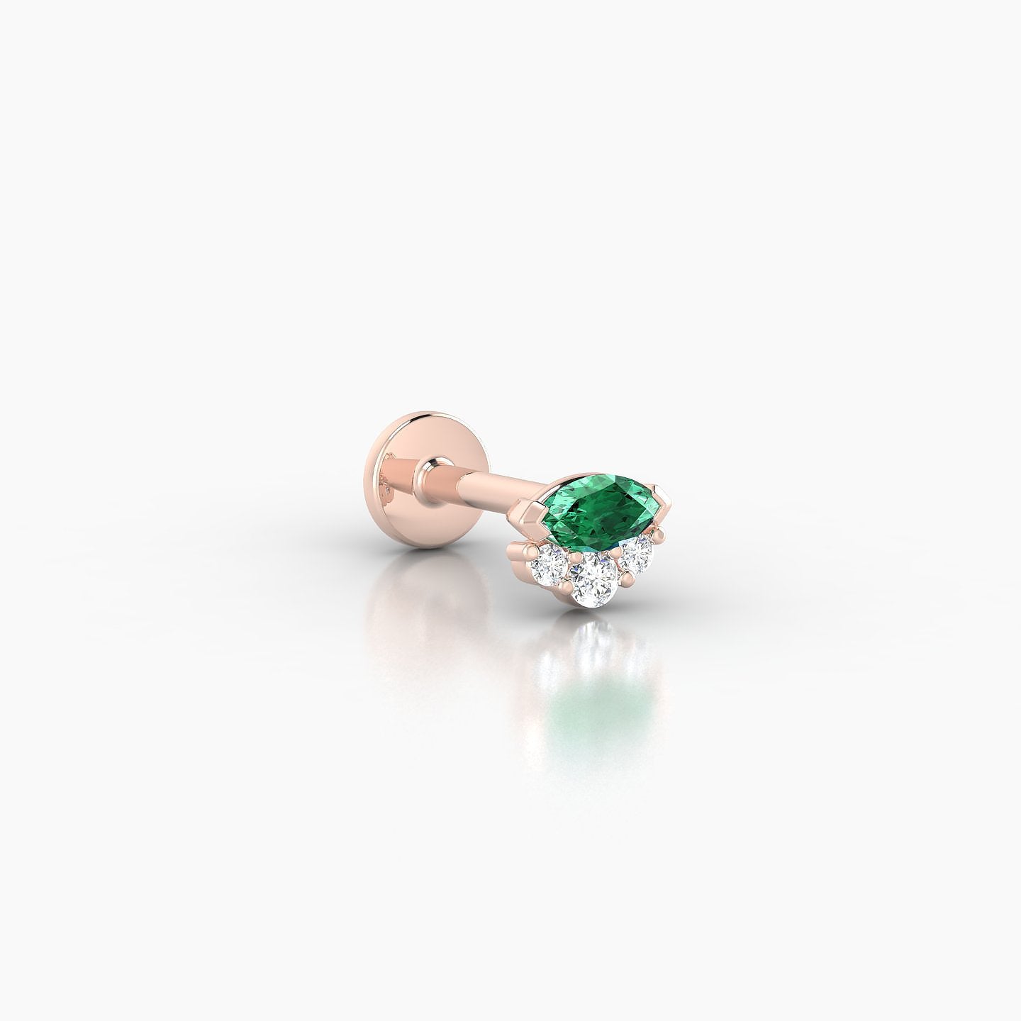 Danu | 18k Rose Gold 6.5 mm 5 mm Emerald & Diamond Nostril Piercing