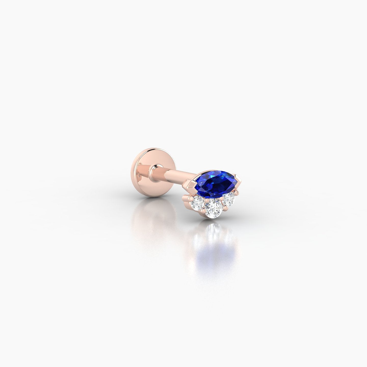 Danu | 18k Rose Gold 6.5 mm 5 mm Sapphire & Diamond Nostril Piercing