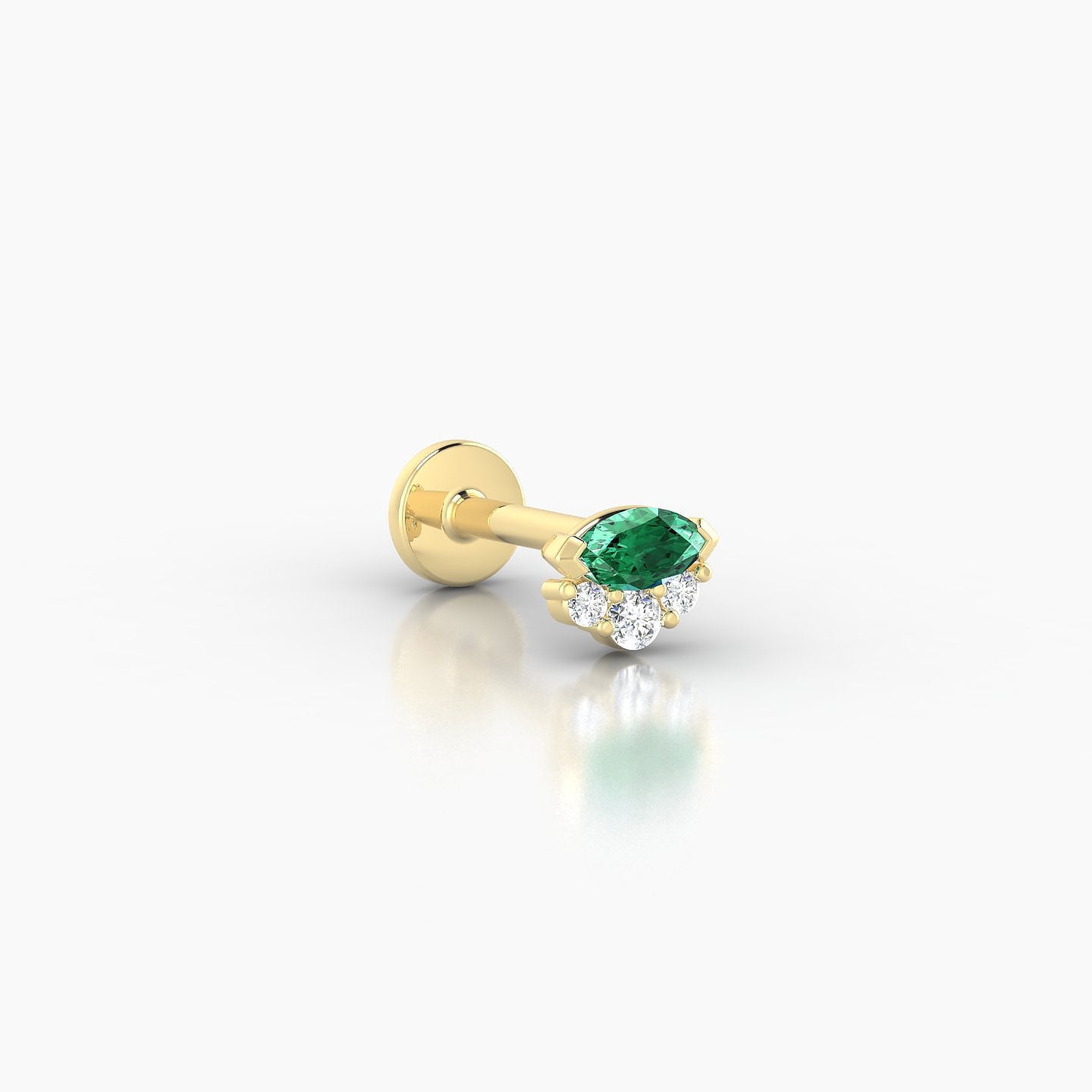 Danu | 18k Yellow Gold 6.5 mm 5 mm Emerald & Diamond Nostril Piercing