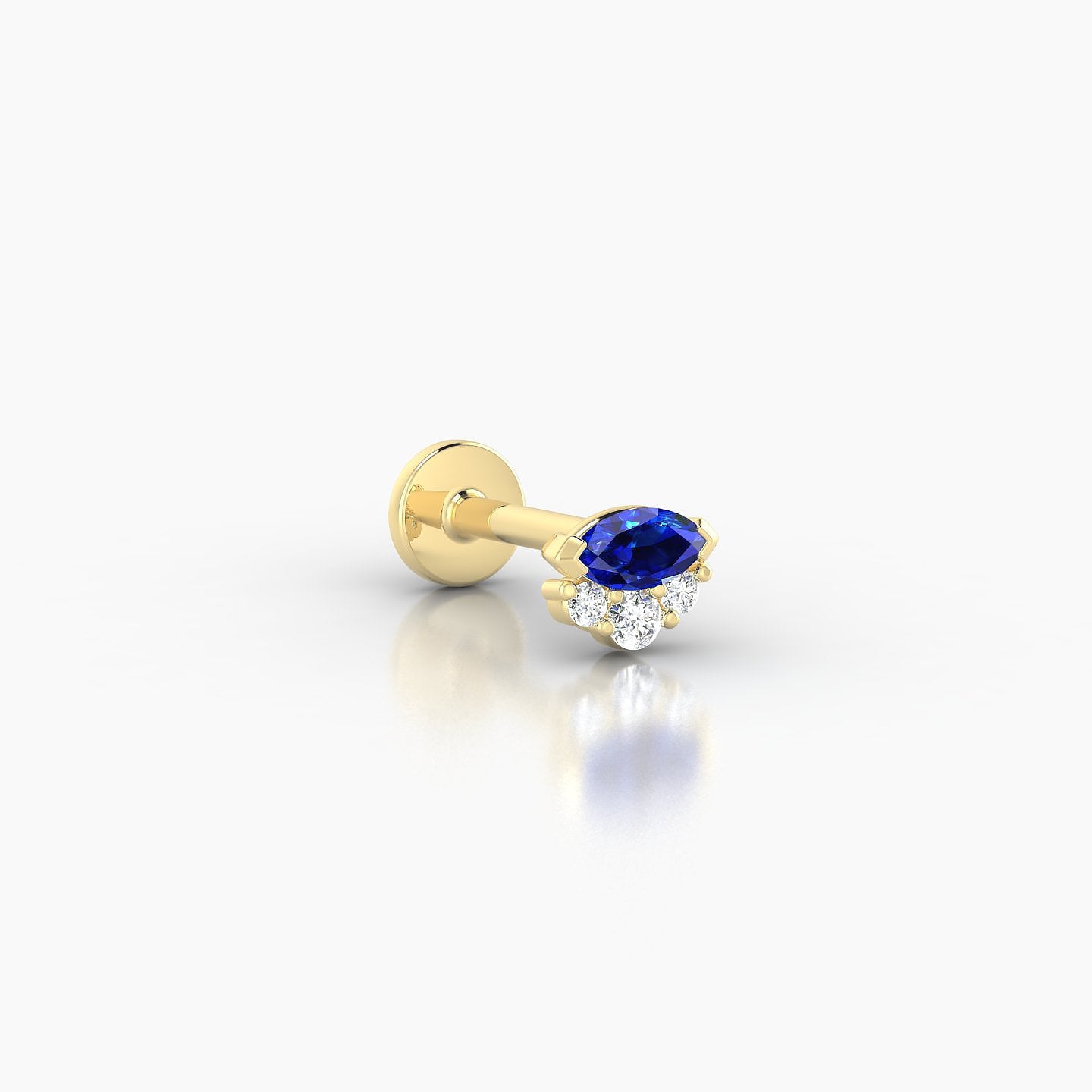 Danu | 18k Yellow Gold 6.5 mm 5 mm Sapphire & Diamond Nostril Piercing