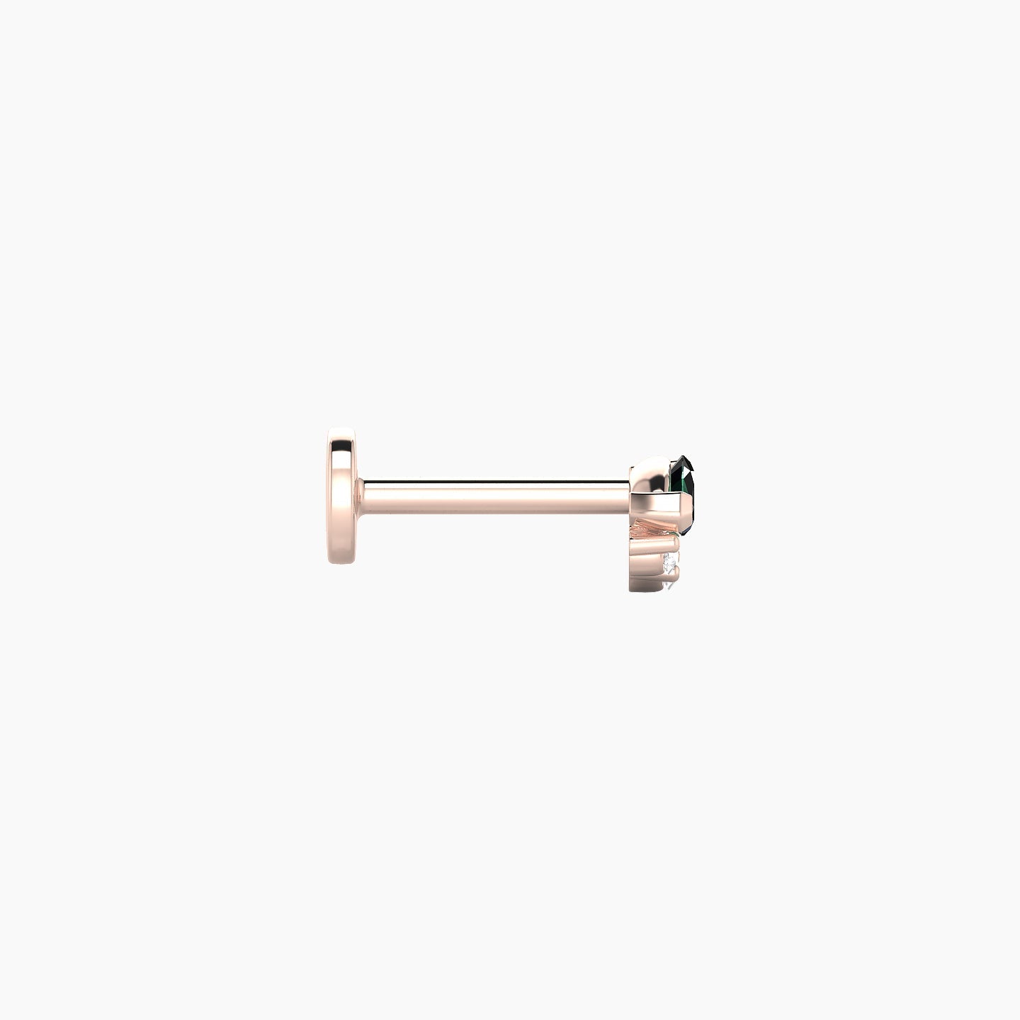 Danu | 18k Rose Gold 6.5 mm 5 mm Emerald & Diamond Nostril Piercing