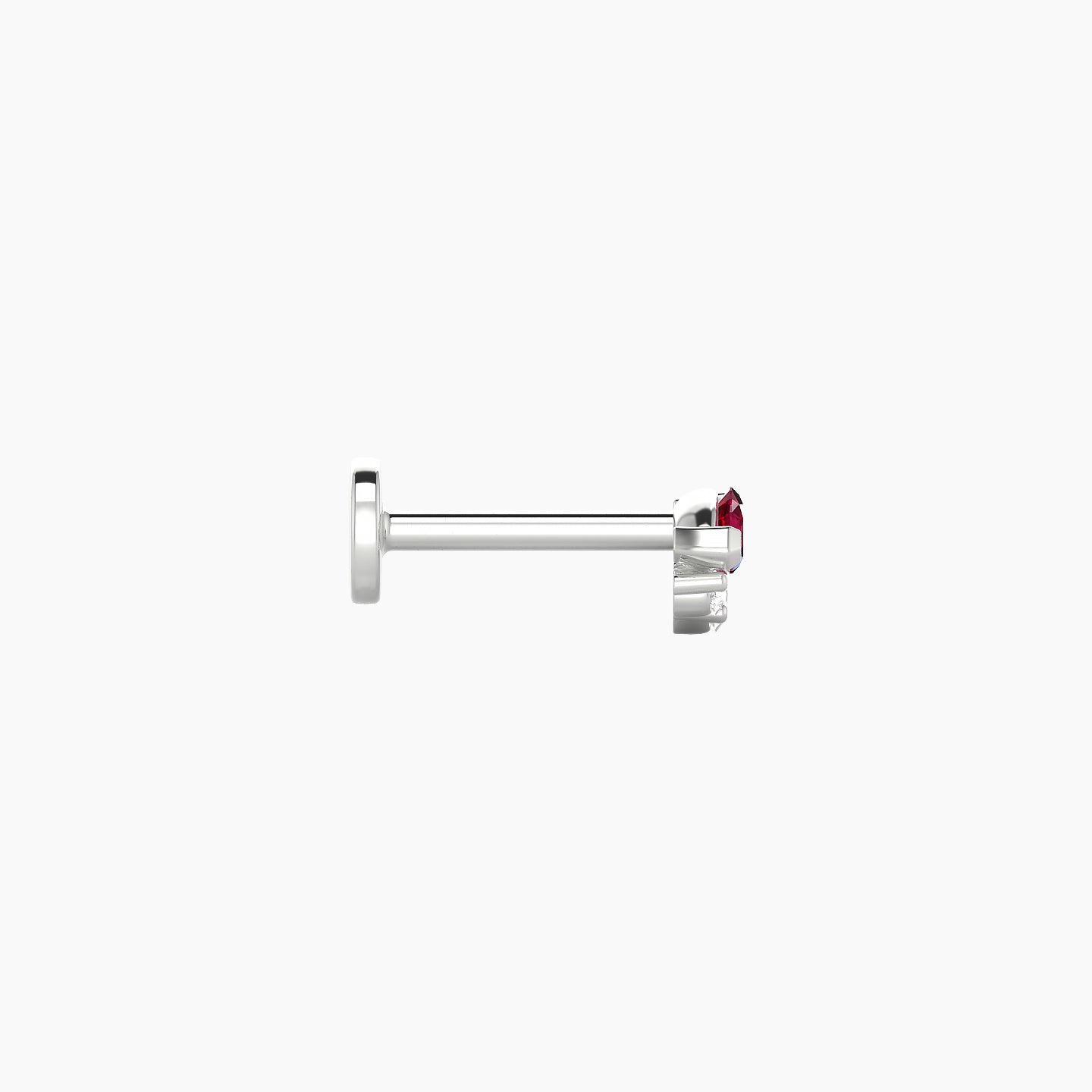 Danu | 18k White Gold 6.5 mm 5 mm Ruby & Diamond Nostril Piercing