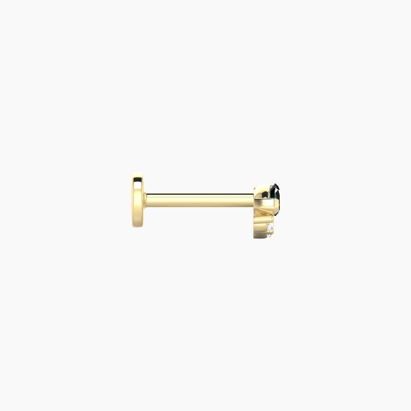 Danu | 18k Yellow Gold 6.5 mm 5 mm Emerald & Diamond Nostril Piercing