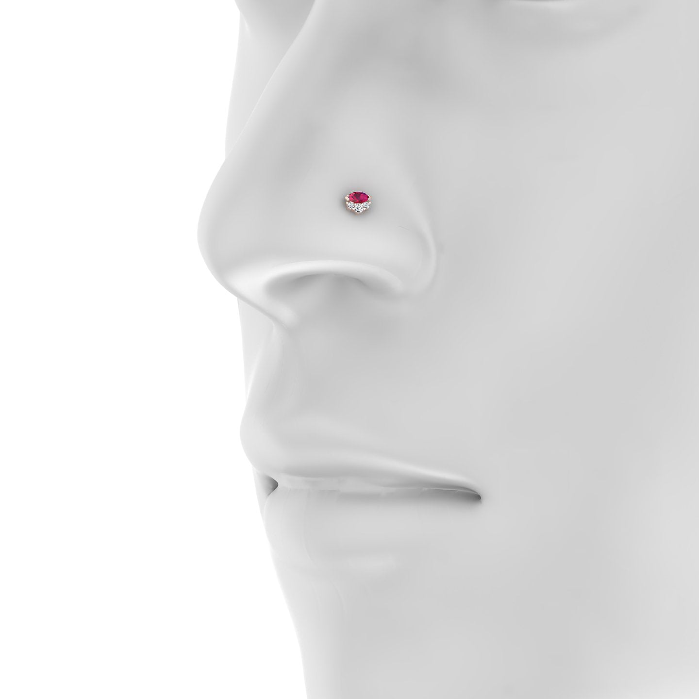 Danu | 18k Rose Gold 6.5 mm 5 mm Ruby & Diamond Nostril Piercing