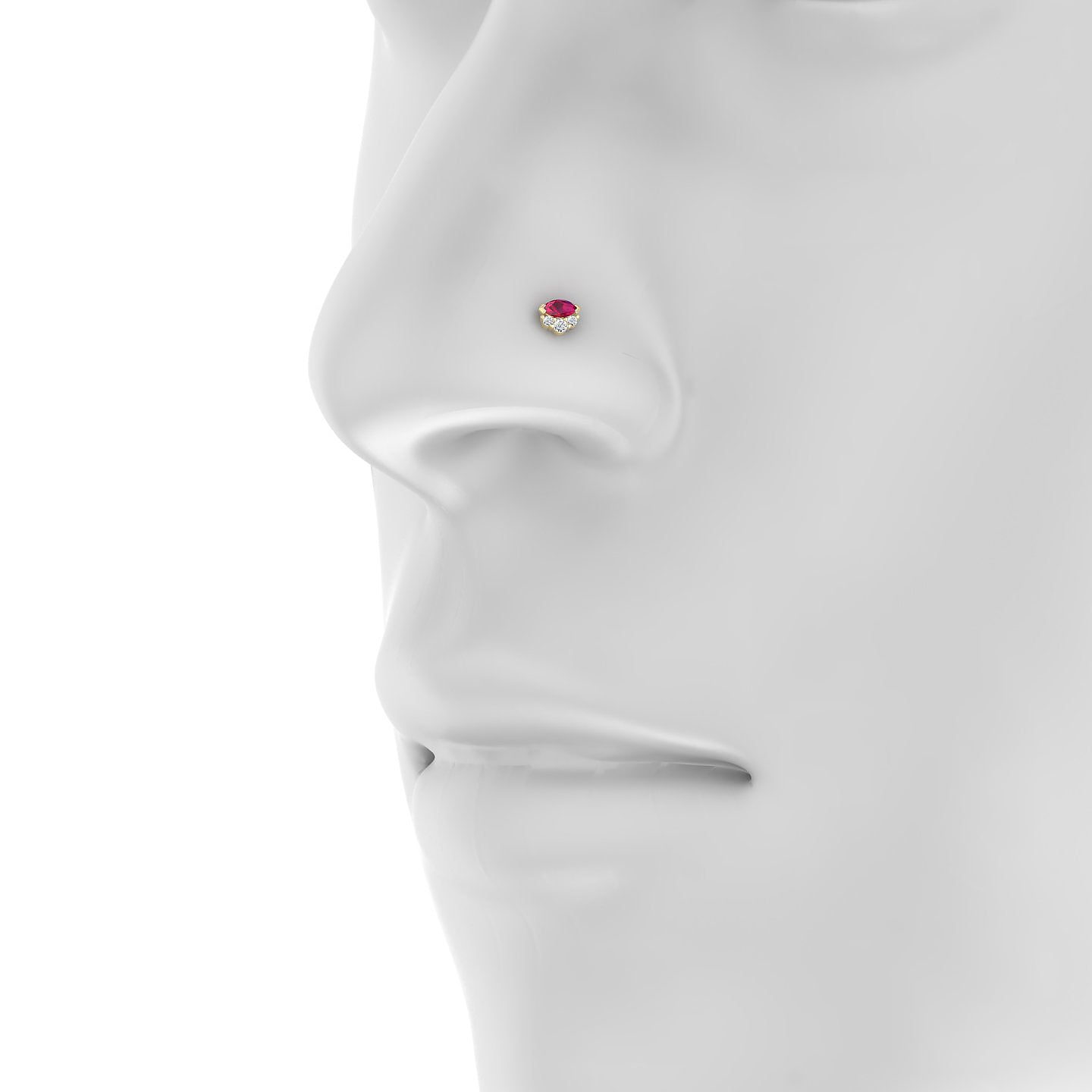 Danu | 18k Yellow Gold 6.5 mm 5 mm Ruby & Diamond Nostril Piercing