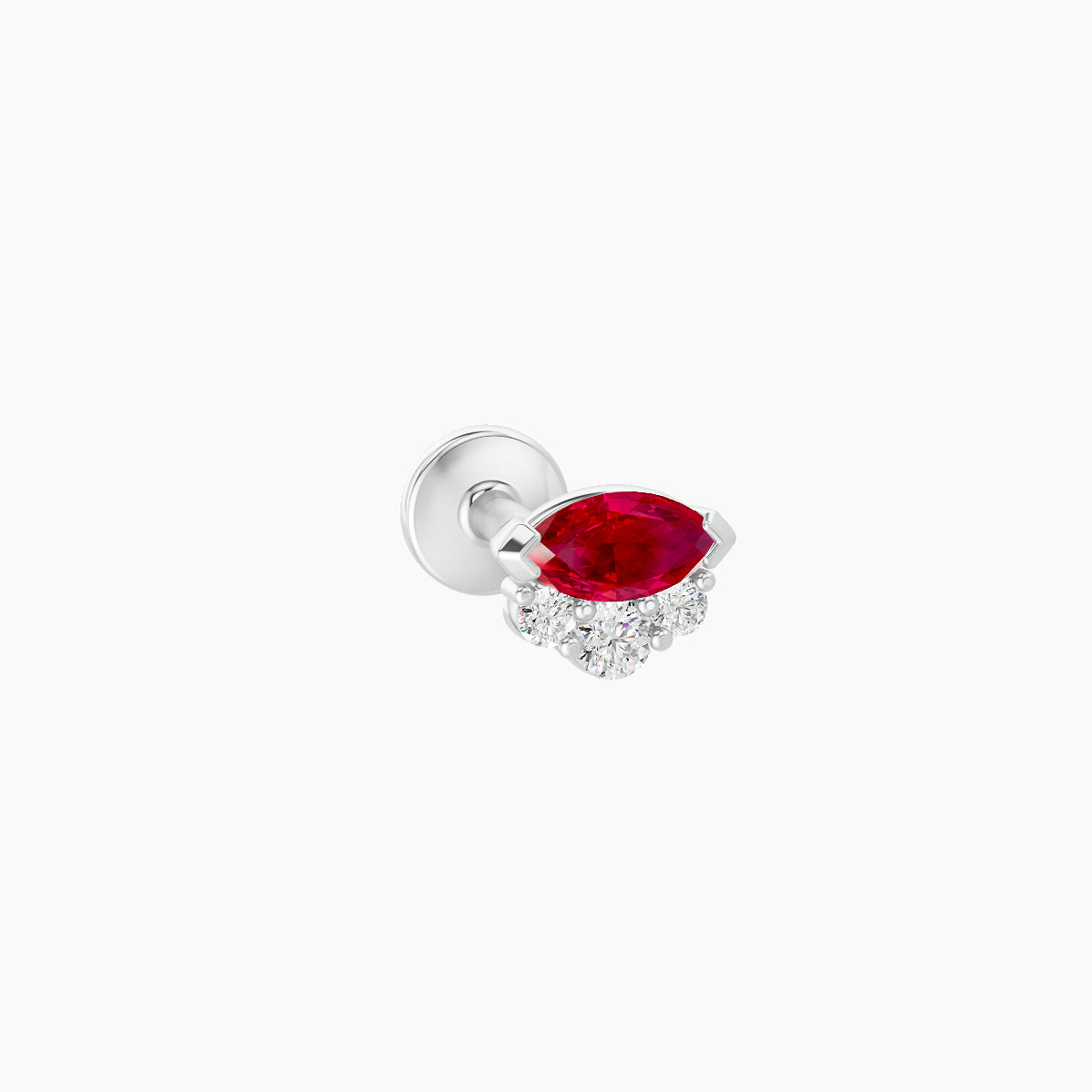 Danu | 18k White Gold 6.5 mm 5 mm Ruby & Diamond Piercing