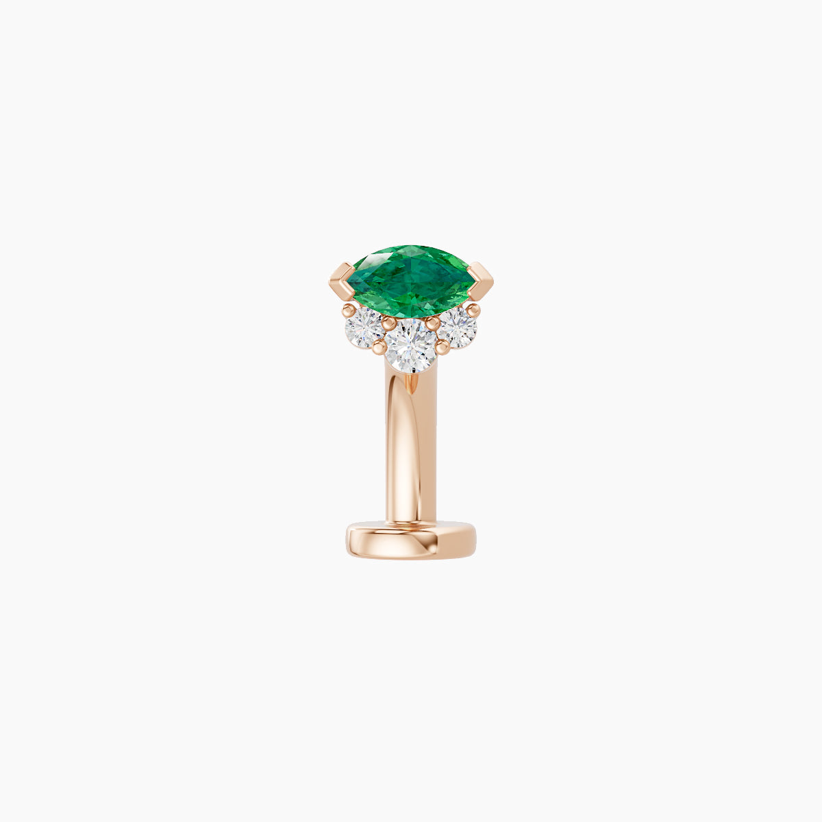 Danu | 18k Rose Gold 8 mm 5 mm Emerald & Diamond Floating Navel Piercing