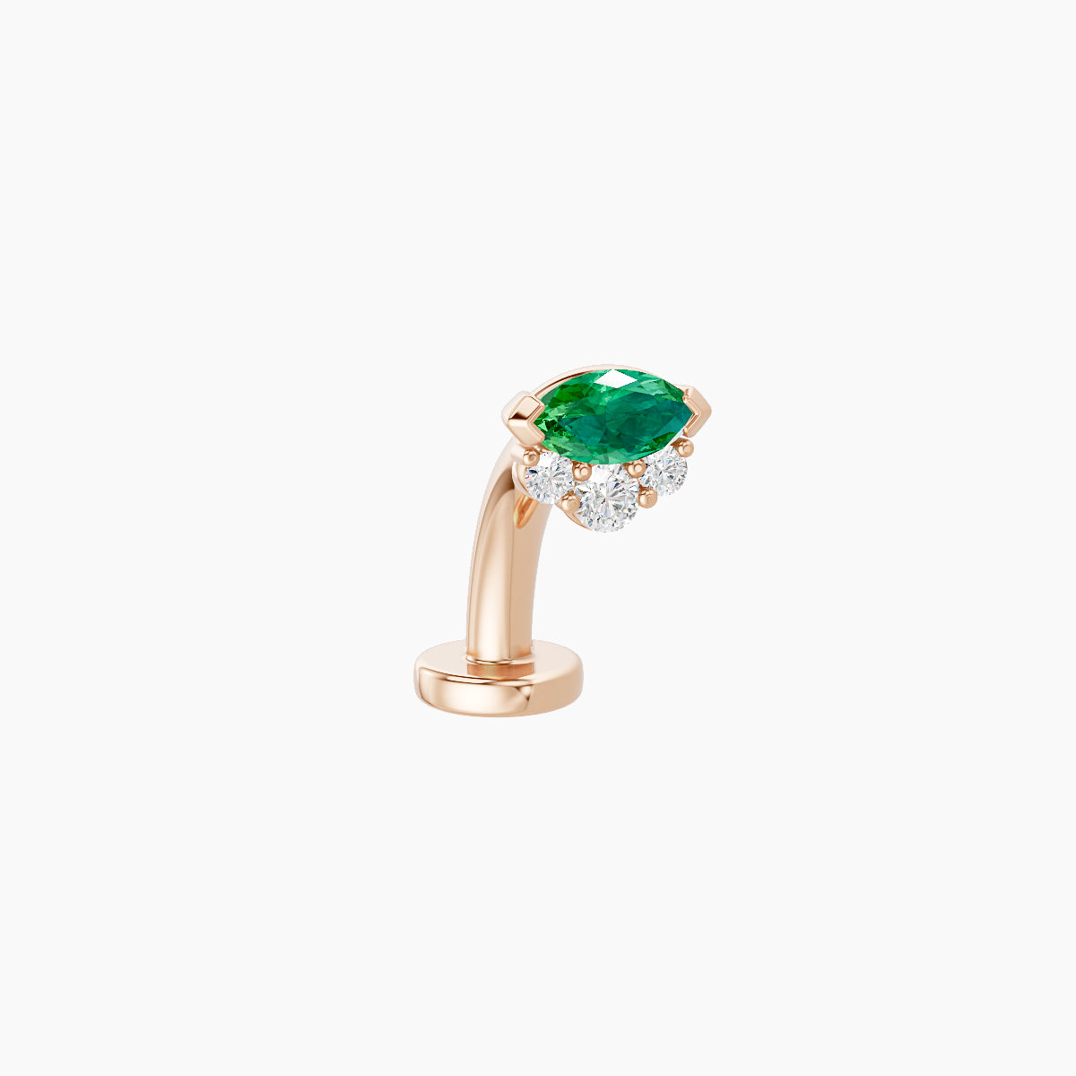 Danu | 18k Rose Gold 8 mm 5 mm Emerald & Diamond Floating Navel Piercing