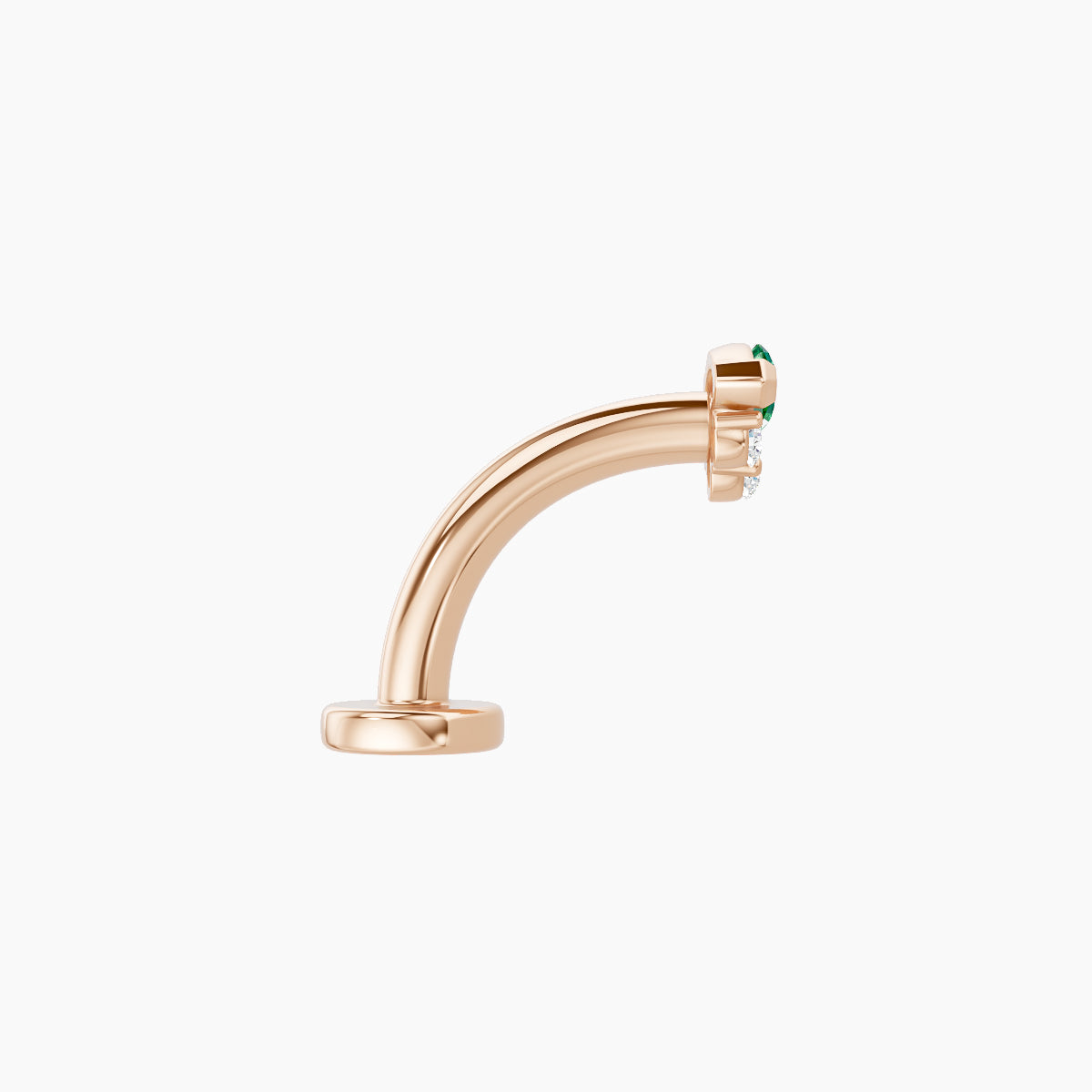 Danu | 18k Rose Gold 8 mm 5 mm Emerald & Diamond Floating Navel Piercing