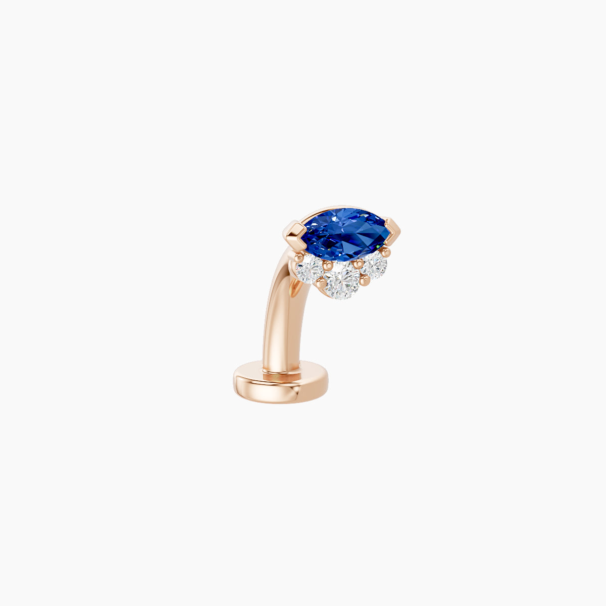Danu | 18k Rose Gold 8 mm 5 mm Sapphire & Diamond Floating Navel Piercing