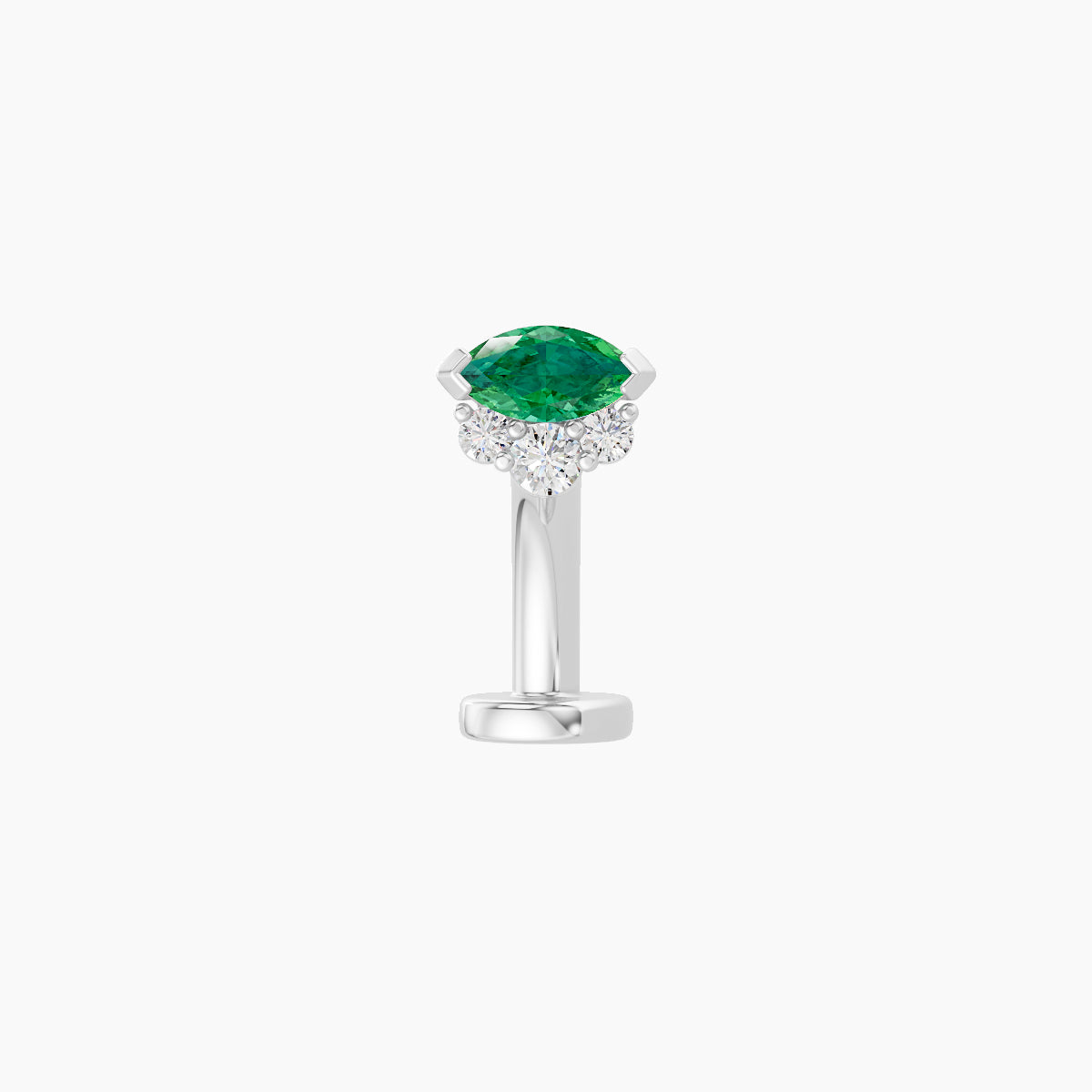 Danu | 18k White Gold 8 mm 5 mm Emerald & Diamond Floating Navel Piercing