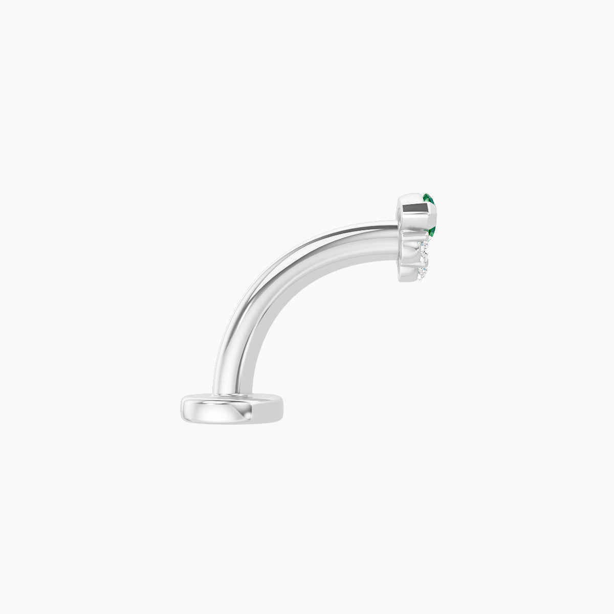 Danu | 18k White Gold 8 mm 5 mm Emerald & Diamond Floating Navel Piercing