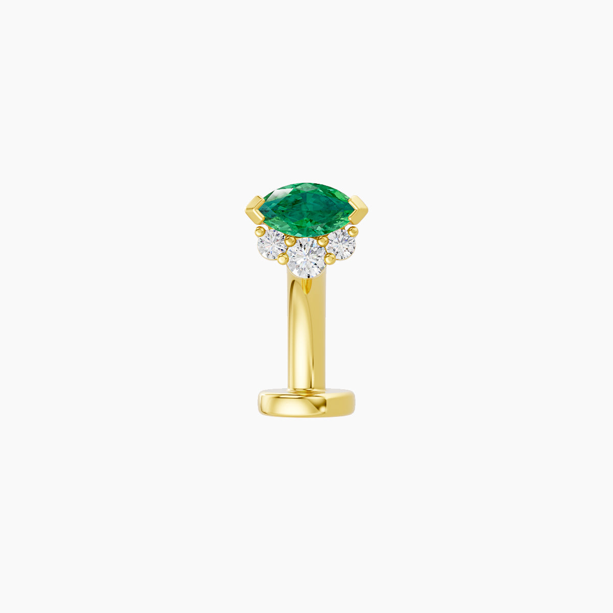 Danu | 18k Yellow Gold 8 mm 5 mm Emerald & Diamond Floating Navel Piercing