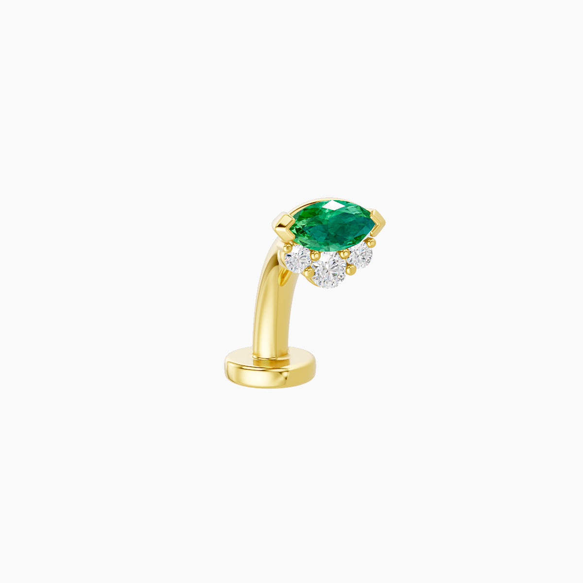 Danu | 18k Yellow Gold 8 mm 5 mm Emerald & Diamond Floating Navel Piercing