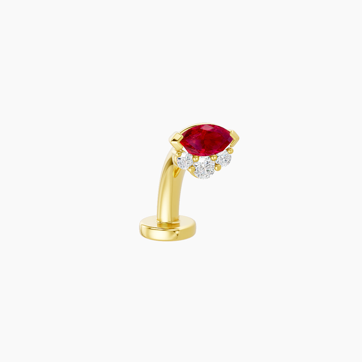 Danu | 18k Yellow Gold 8 mm 5 mm Ruby & Diamond Floating Navel Piercing