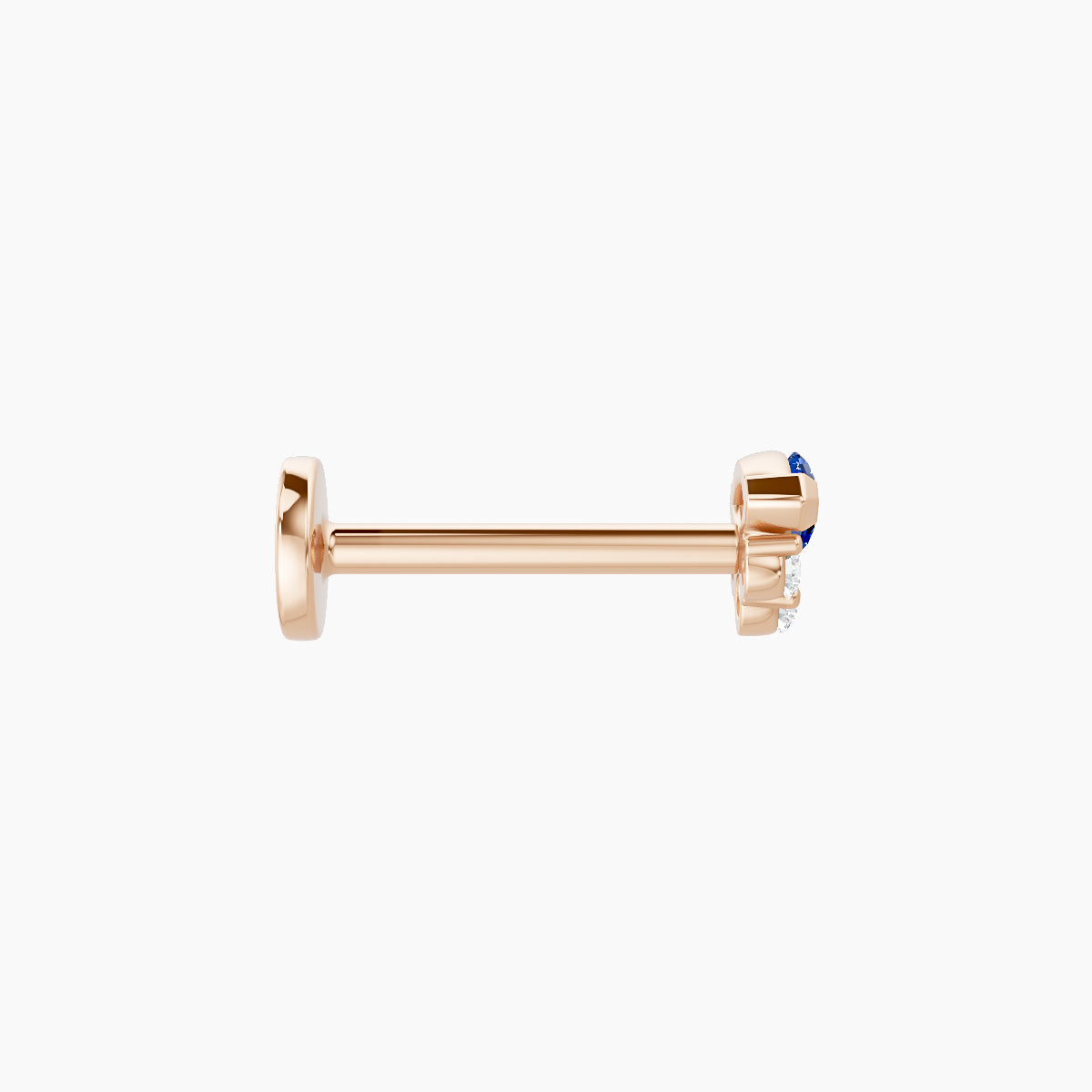 Danu | 18k Rose Gold 8 mm 5 mm Sapphire & Diamond Nose Piercing