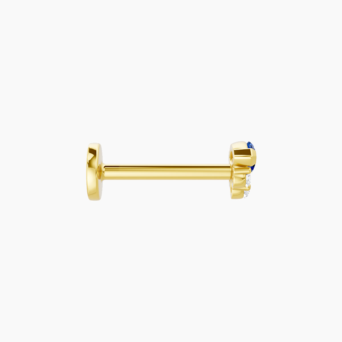 Danu | 18k Yellow Gold 8 mm 5 mm Sapphire & Diamond Nose Piercing