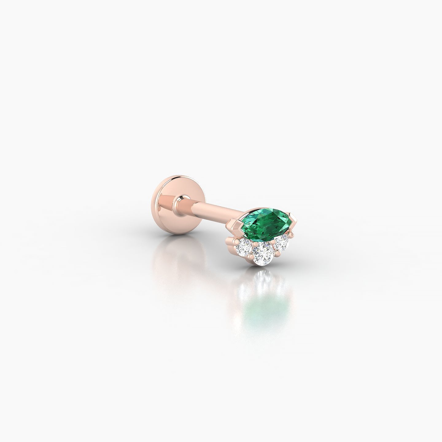 Danu | 18k Rose Gold 8 mm 5 mm Emerald & Diamond Nostril Piercing