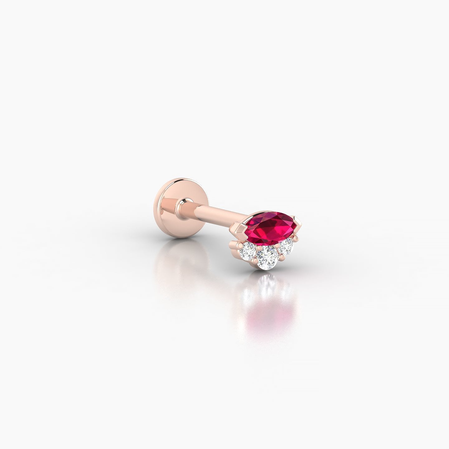 Danu | 18k Rose Gold 8 mm 5 mm Ruby & Diamond Nostril Piercing