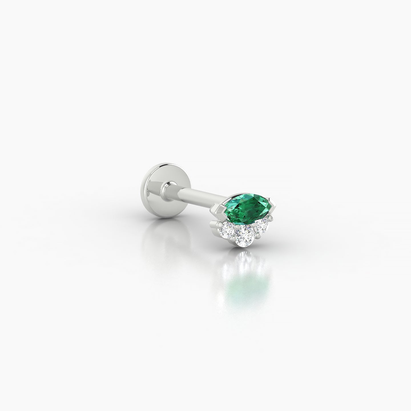 Danu | 18k White Gold 8 mm 5 mm Emerald & Diamond Nostril Piercing