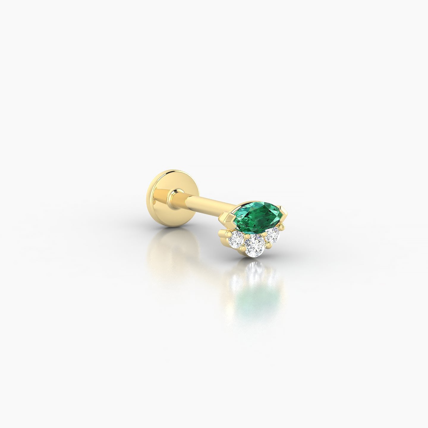 Danu | 18k Yellow Gold 8 mm 5 mm Emerald & Diamond Nostril Piercing