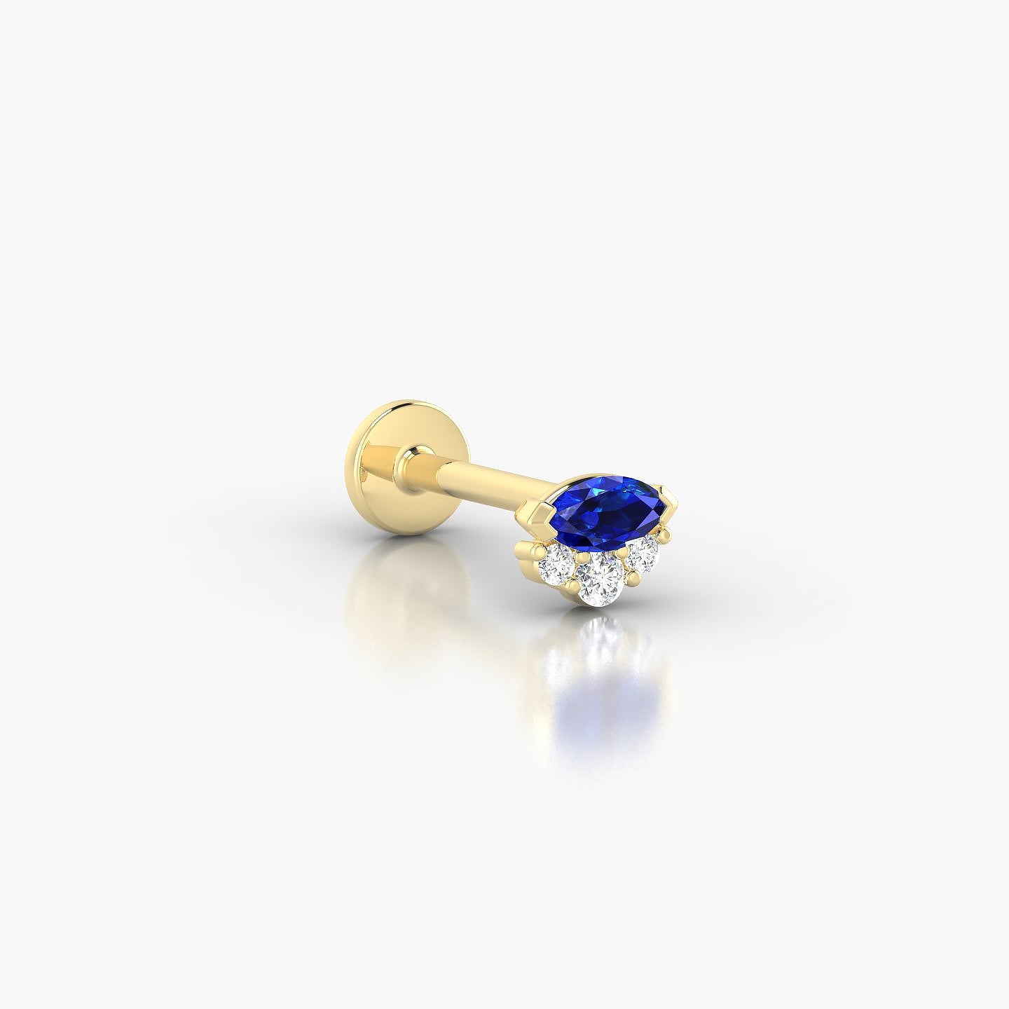 Danu | 18k Yellow Gold 8 mm 5 mm Sapphire & Diamond Nostril Piercing