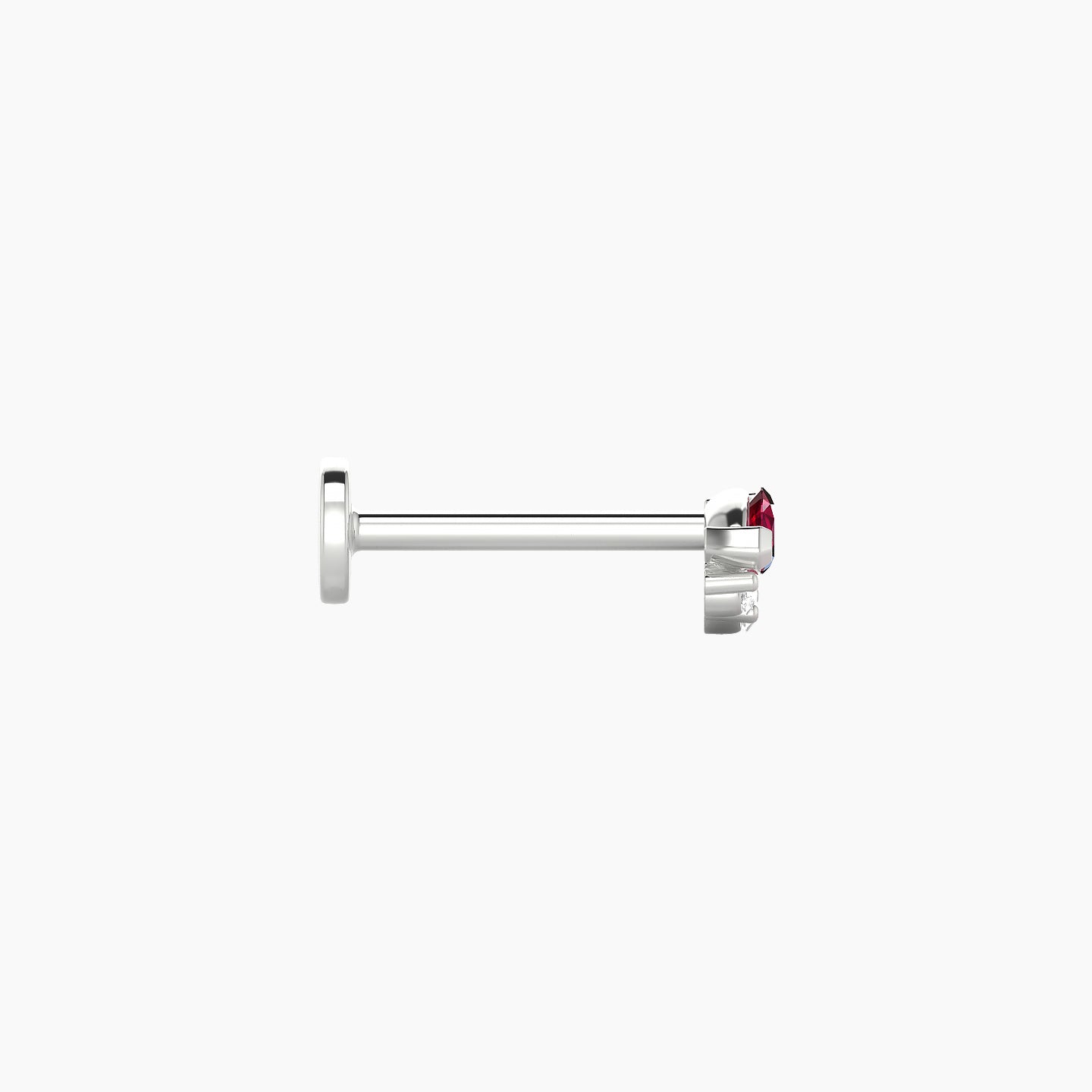 Danu | 18k White Gold 8 mm 5 mm Ruby & Diamond Nostril Piercing