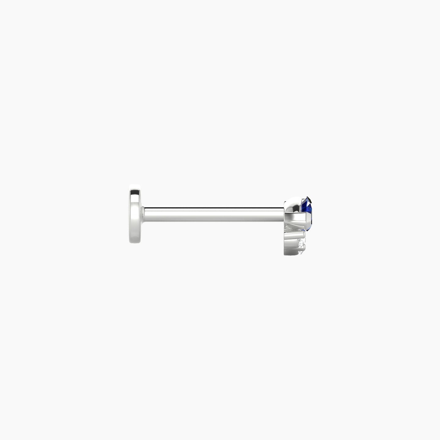 Danu | 18k White Gold 8 mm 5 mm Sapphire & Diamond Nostril Piercing