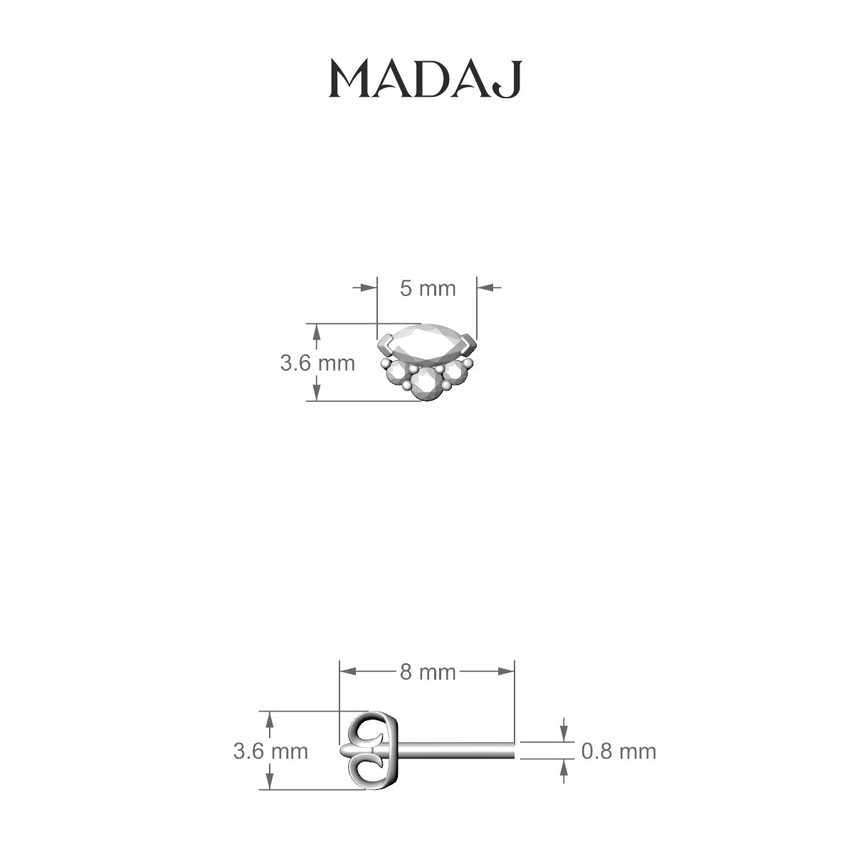Danu | 18k White Gold 5 mm Diamond Earring